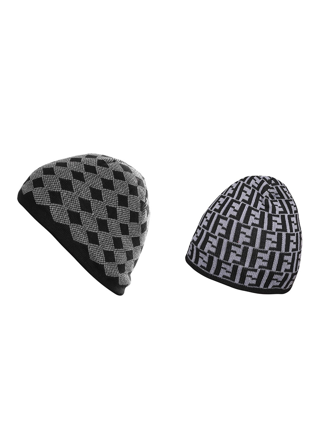 

LOOM LEGACY Men Pack Of 2 Printed Beanie, Black