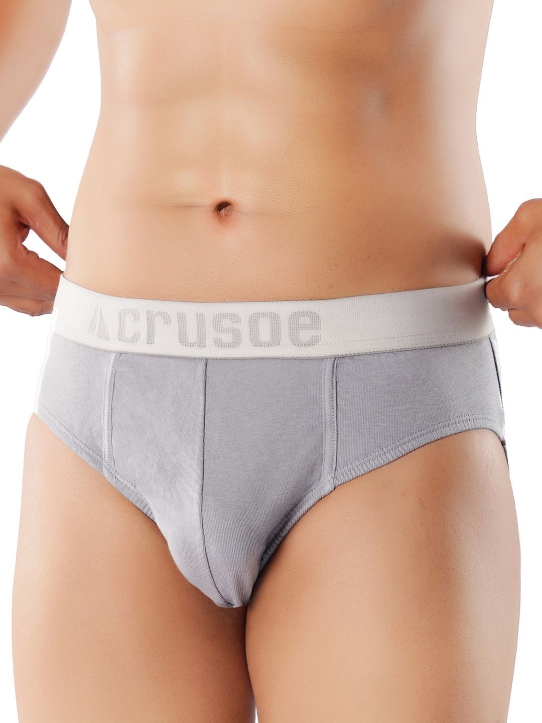 

Crusoe Men Pack of 2 Mid-Rise Basic Antimicrobial Super Combed Cotton Briefs CRU-1002-029, Grey