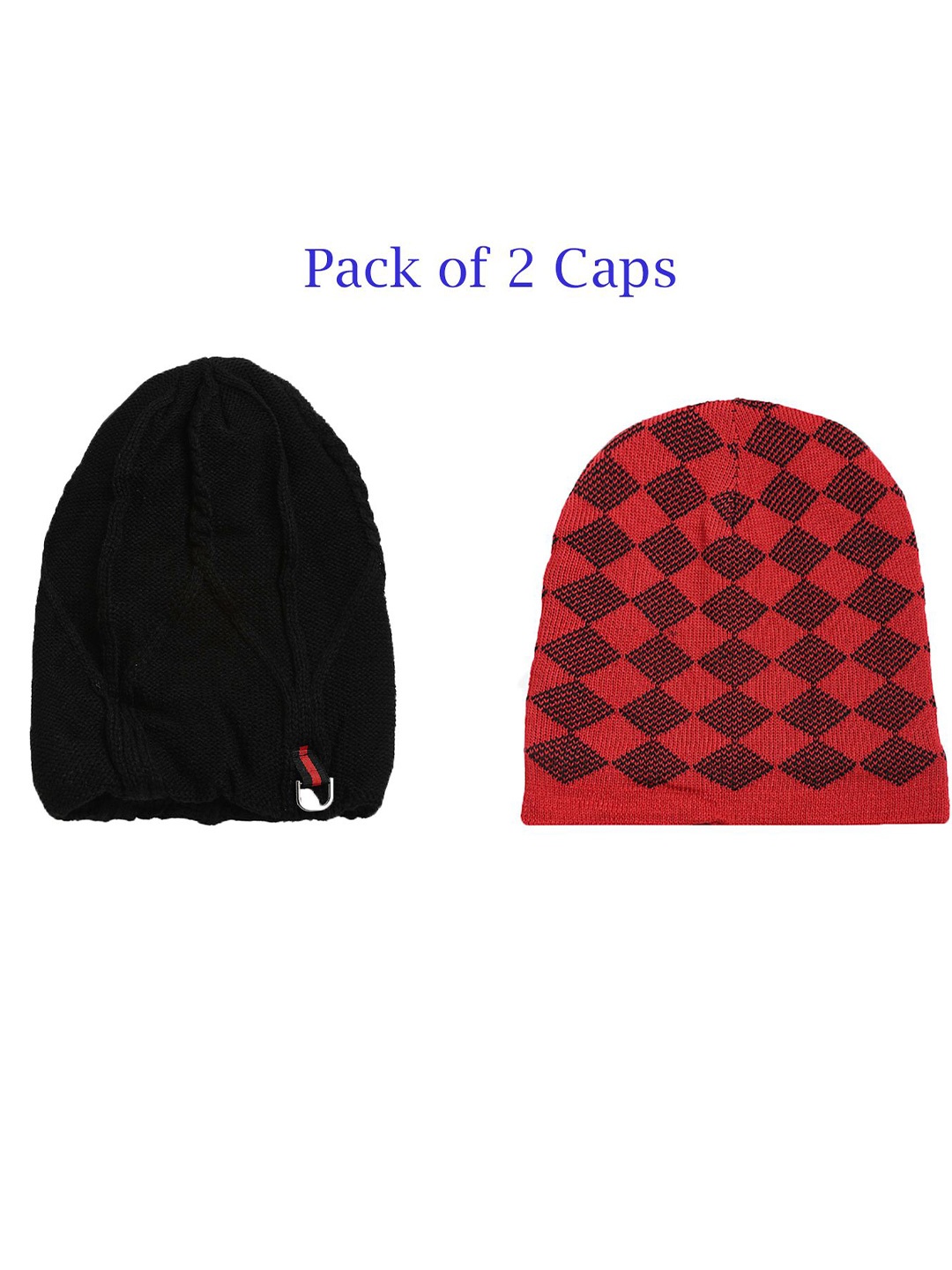 LOOM LEGACY Men Pack of 2 Printed Beanie, Red