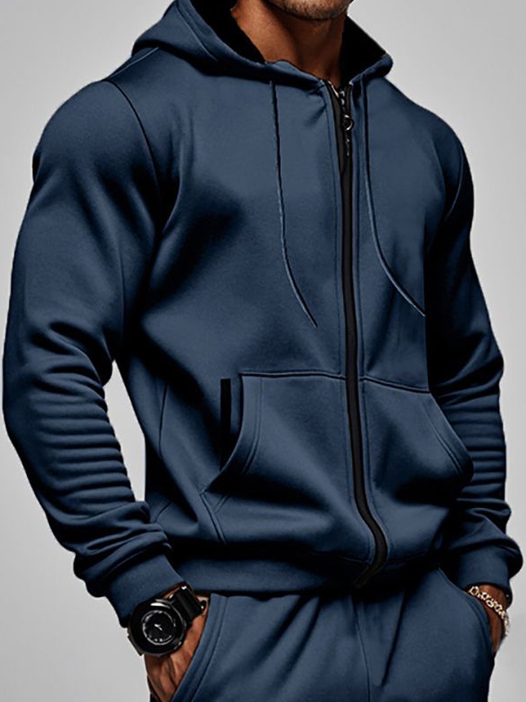 

StyleCast x Revolte Hooded Long Sleeves Sweatshirt With Jogger, Navy blue