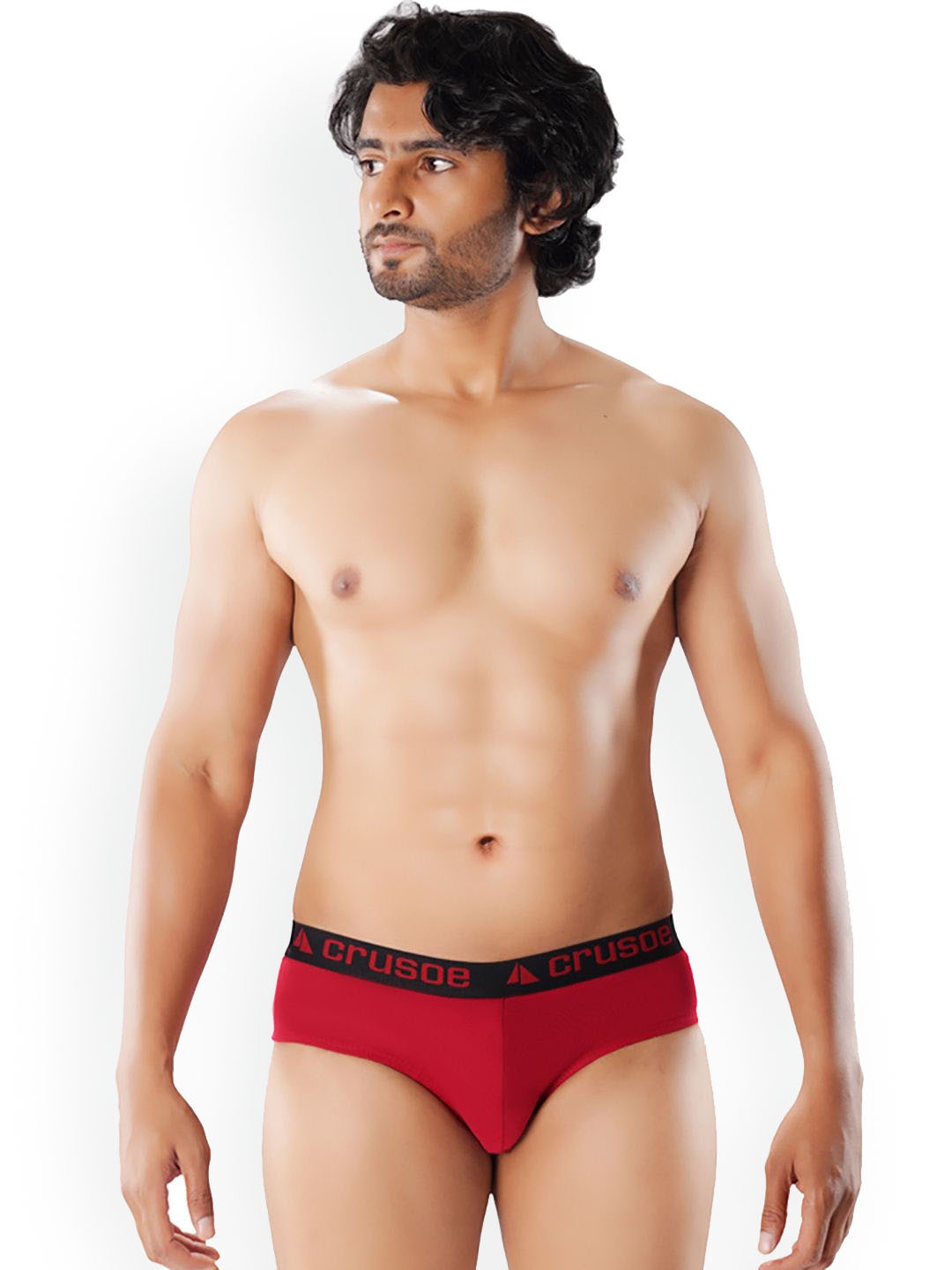 

Crusoe Men Pack Of 3 Antimicrobial Super Combed Cotton Basic Briefs, Red