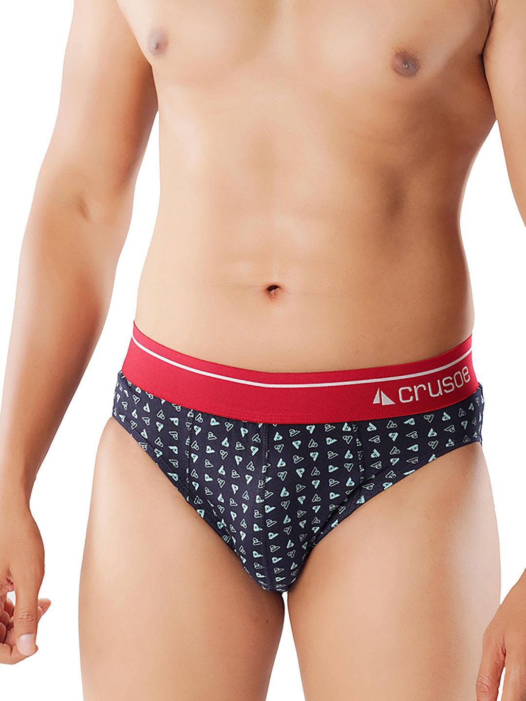 

Crusoe Men Pack Of 2 Geometric Printed Antimicrobial Basic Briefs CRU-1015-107, Navy blue