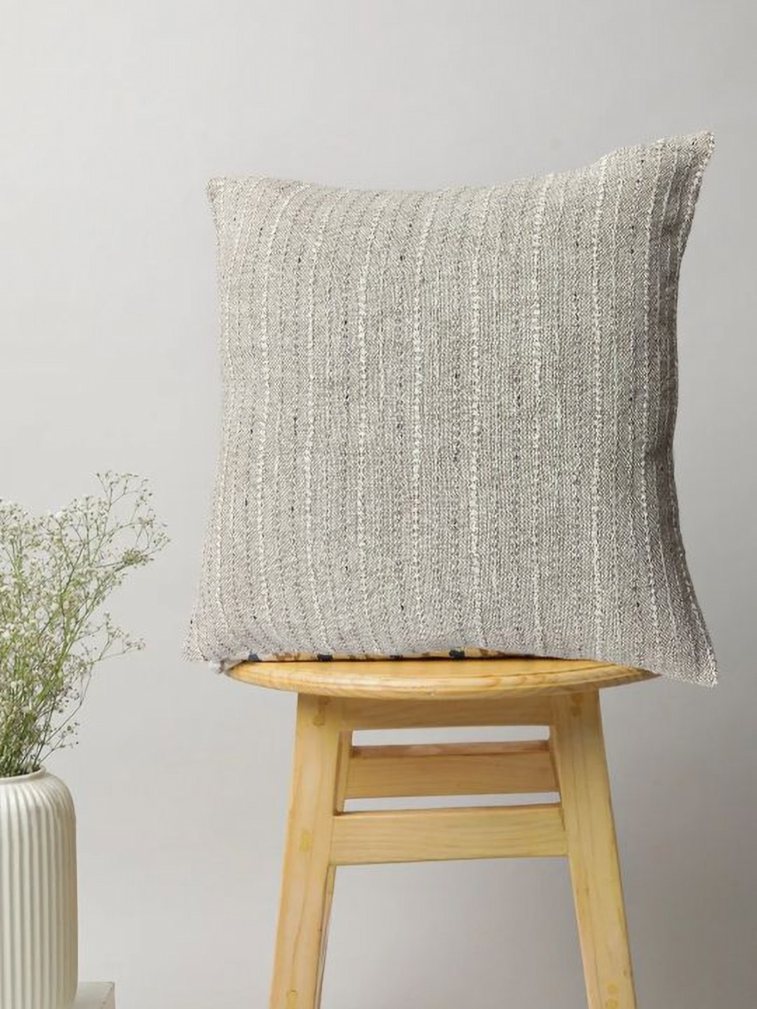 

SAJAVAT Beige Embroidered Cotton Square Cushion Cover