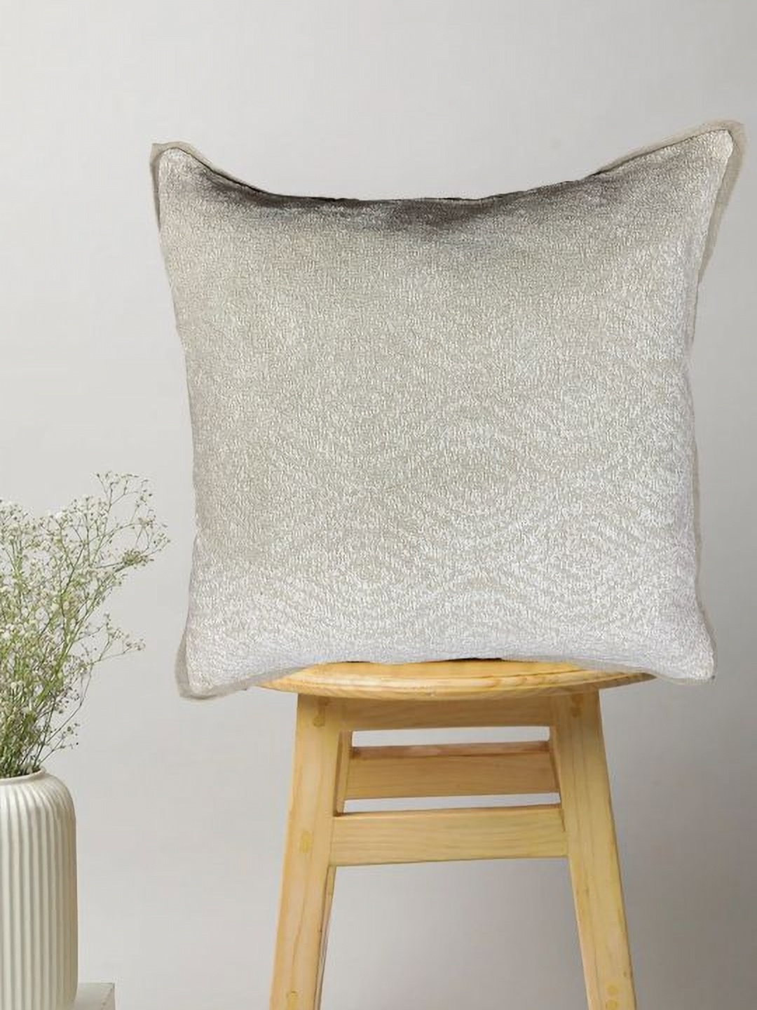 SAJAVAT Off White Abstract Printed Cotton Square Cushion Cover