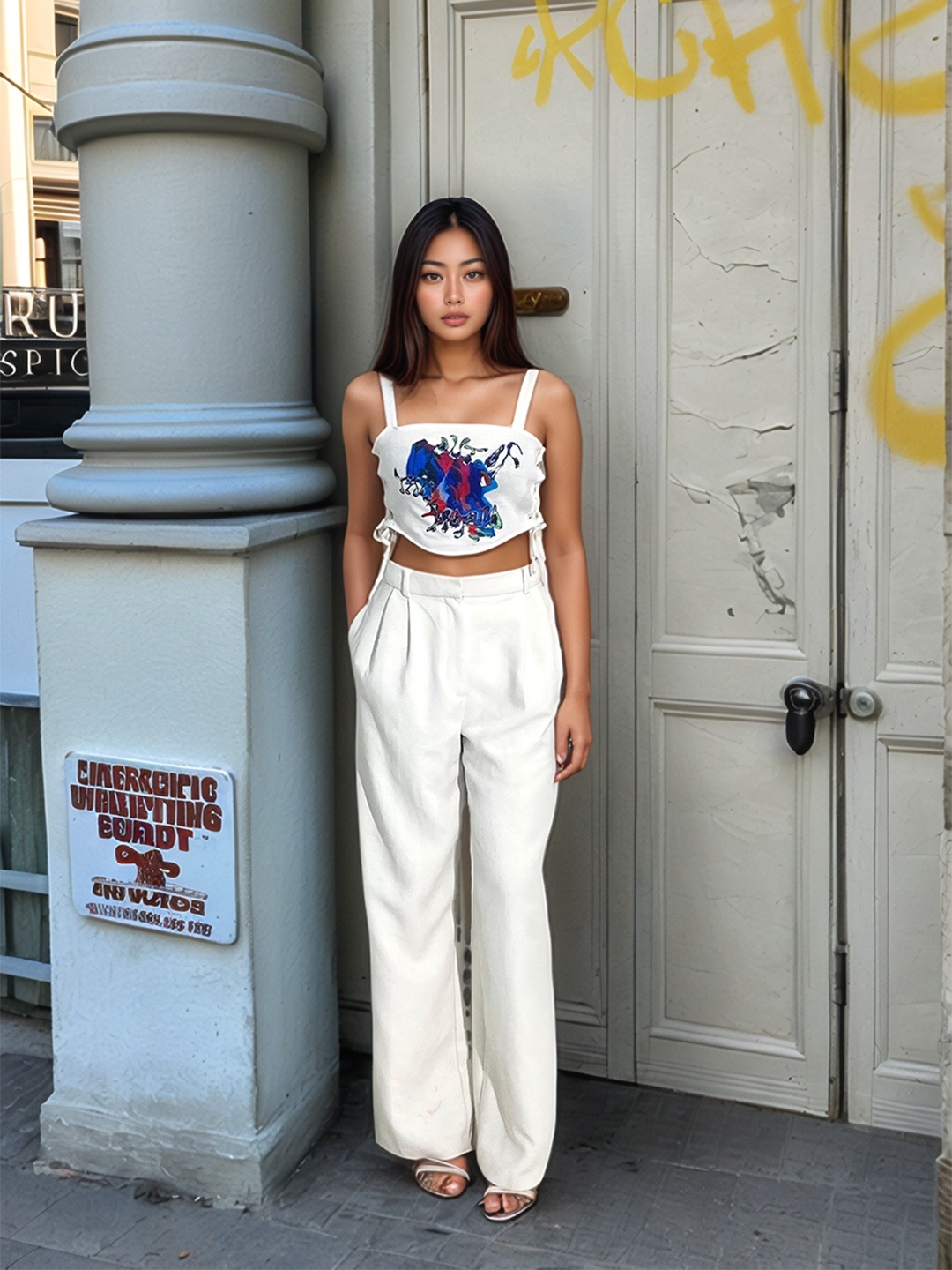 

Stylecast X Hersheinbox Graphic Printed Crop Top, White