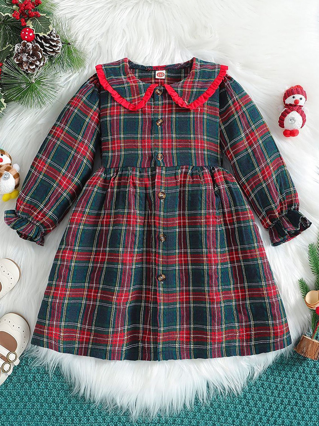 

LULU & SKY Girls Checked Fit & Flare Dress, Red