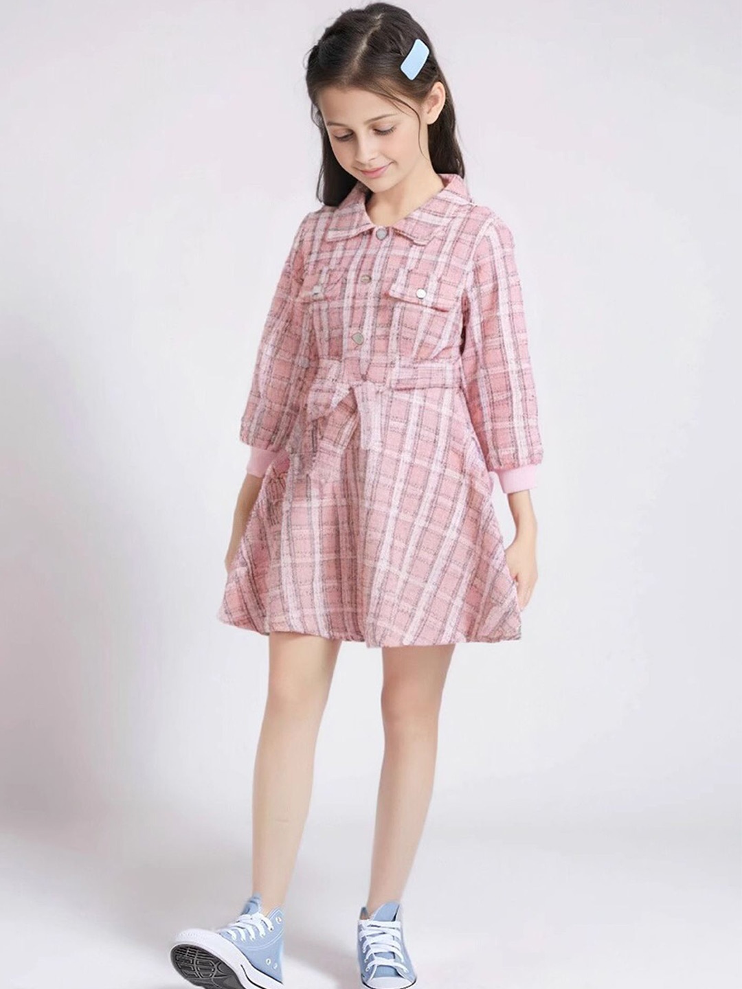 

LULU & SKY Girls Checked Shirt Dress, Pink