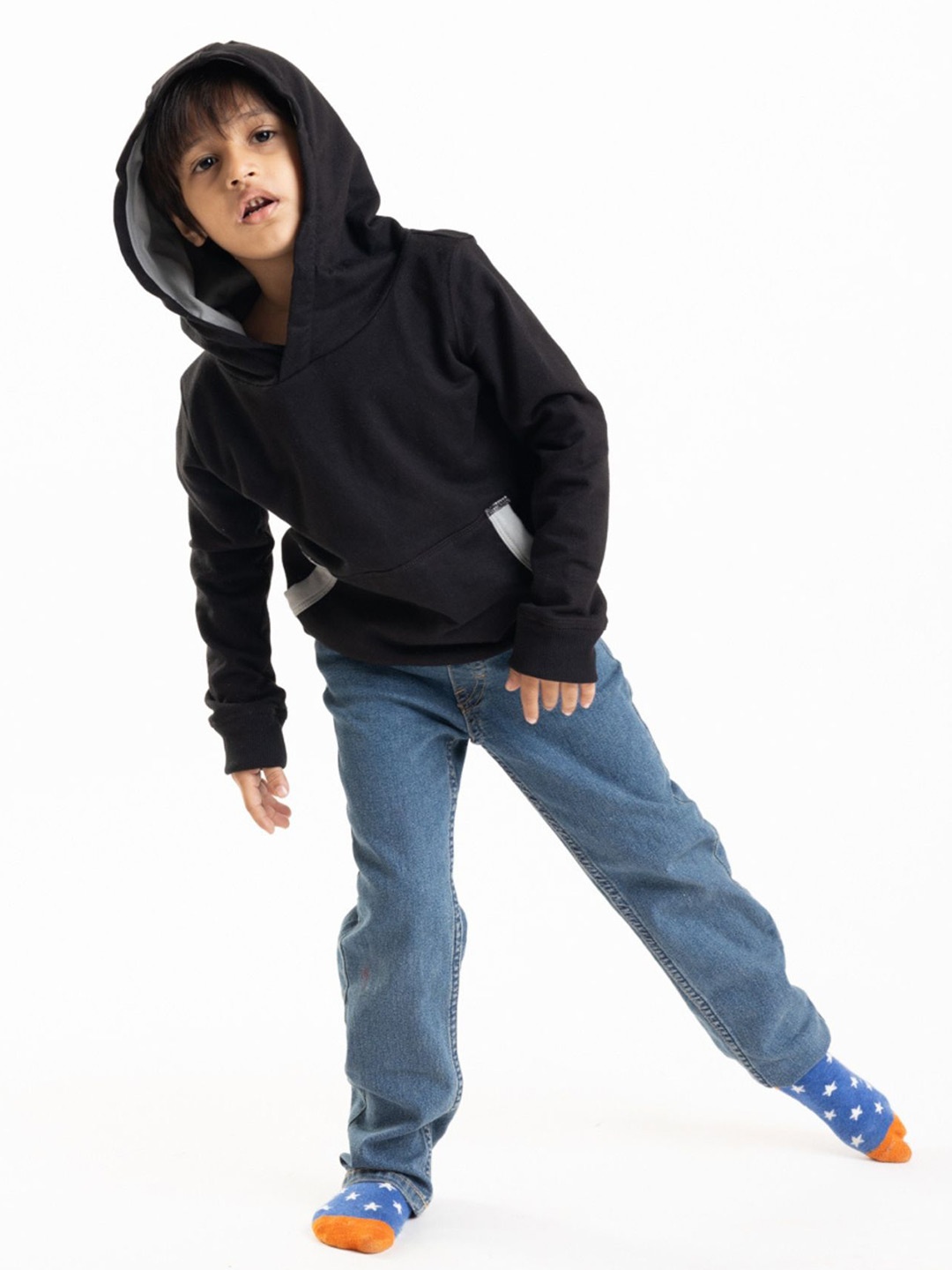 

Reedoo Unisex Kids Pure Cotton Hooded Sweatshirt, Black
