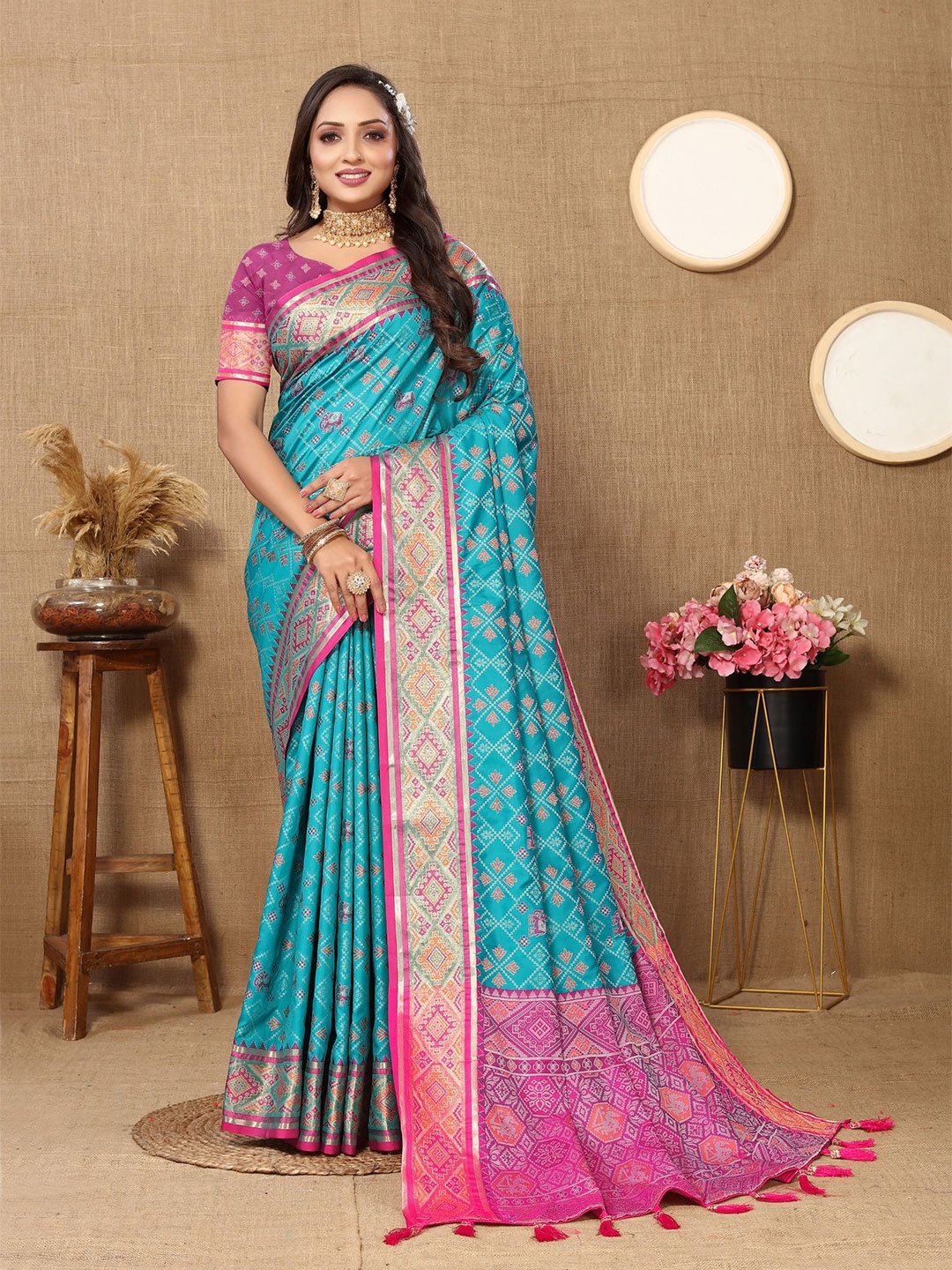 

bansari textiles Woven Design Zari Kanjeevaram Saree, Blue