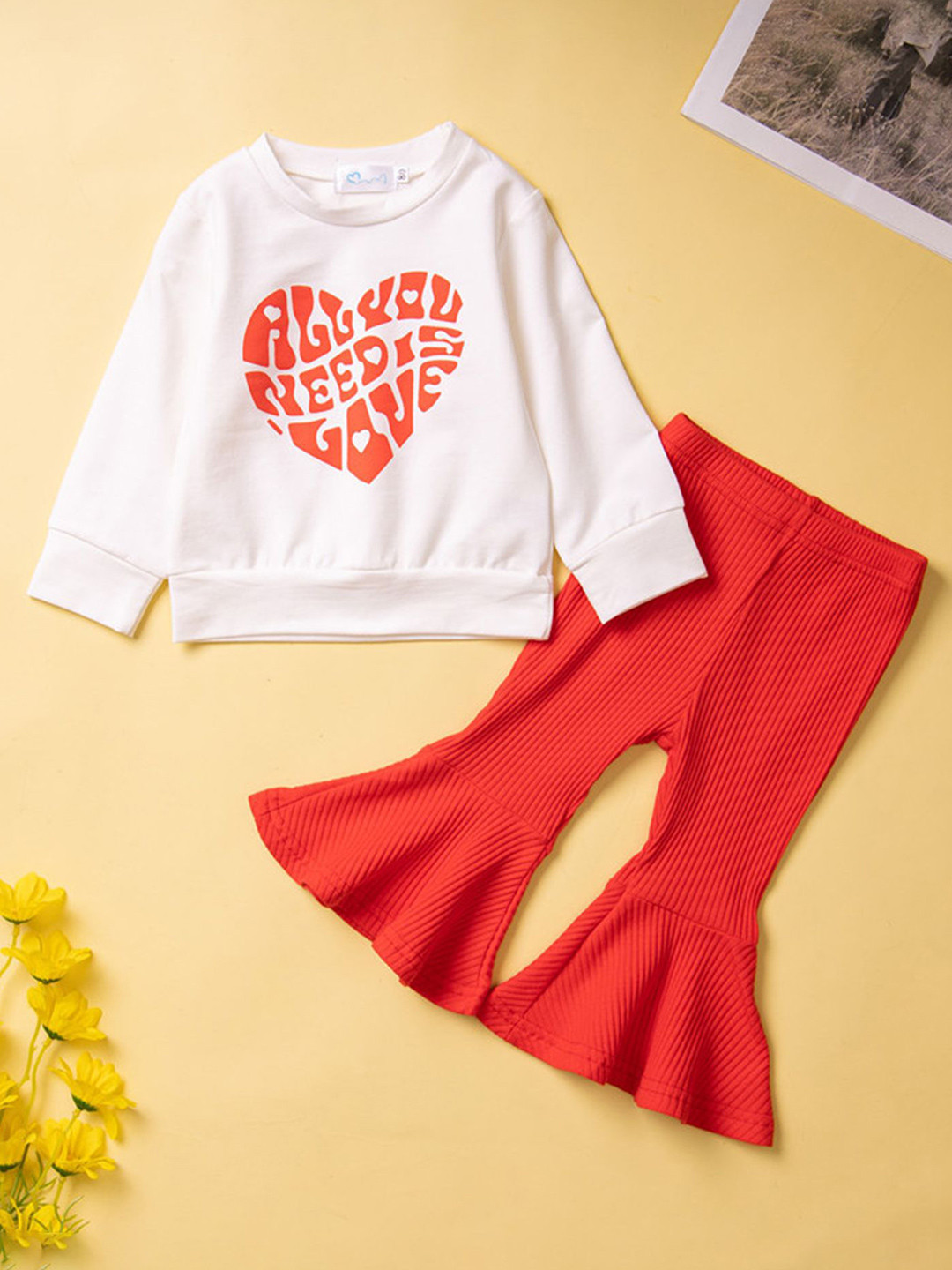 

LULU & SKY Girls Printed Round Neck Long Sleeves Sweatshirt With Trouser, Red