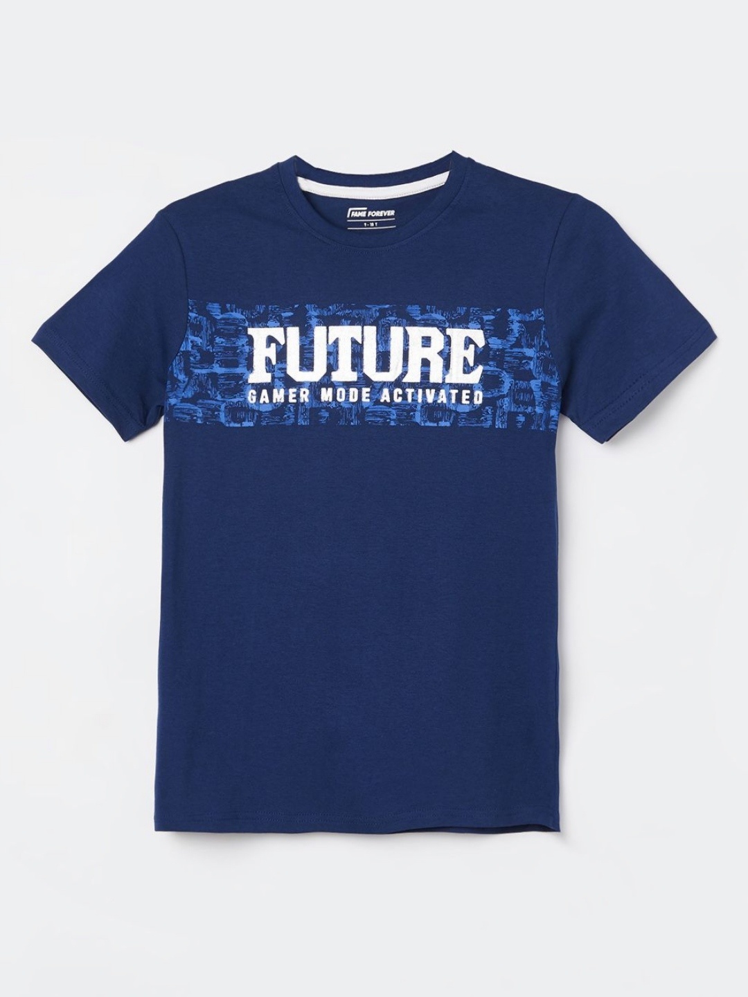 Fame Forever by Lifestyle Boys Typography Printed Round Neck Cotton T-shirt, Navy blue