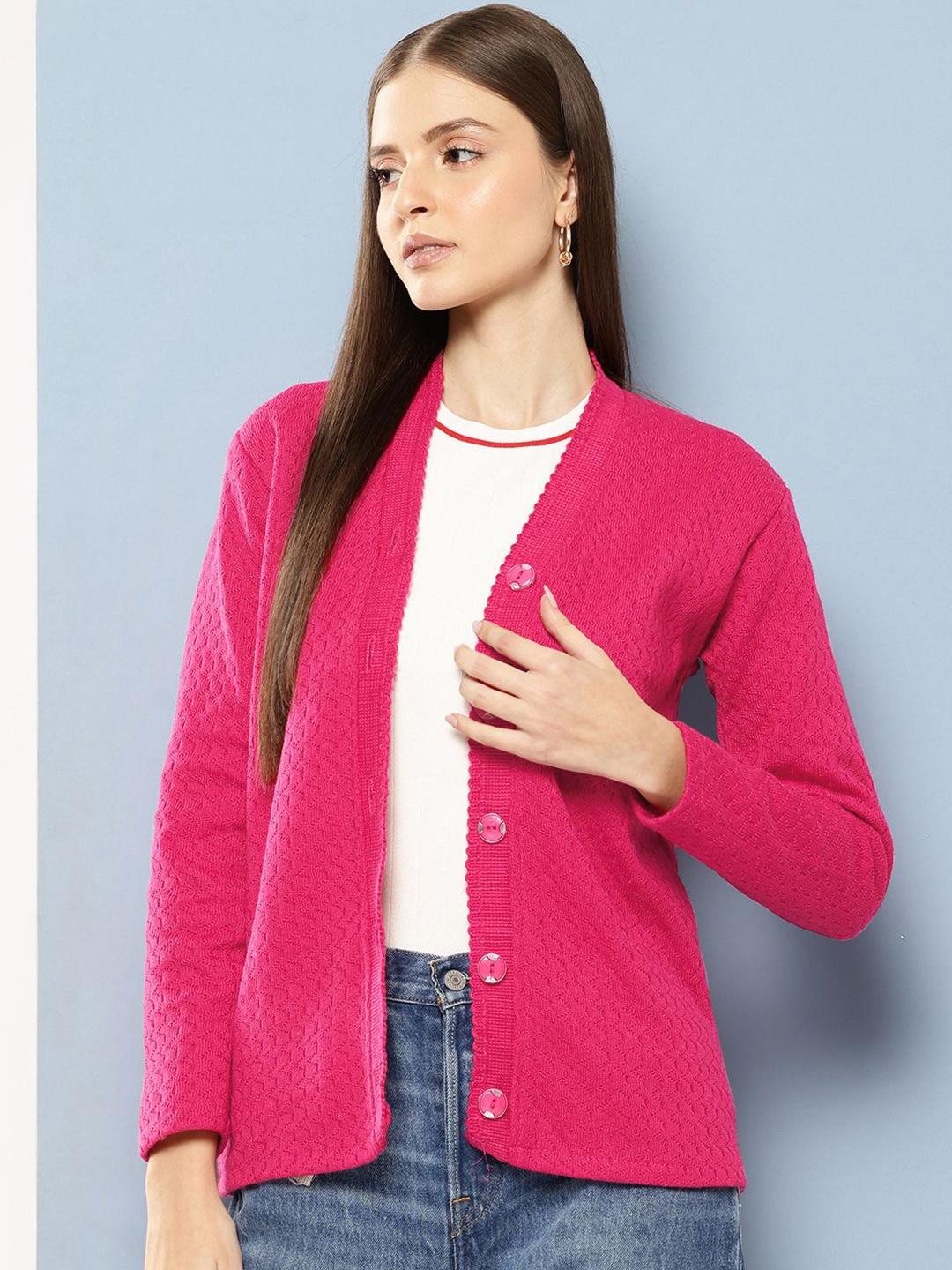 

The Roadster Lifestyle Co. Long Sleeves Woolen Cardigan, Pink