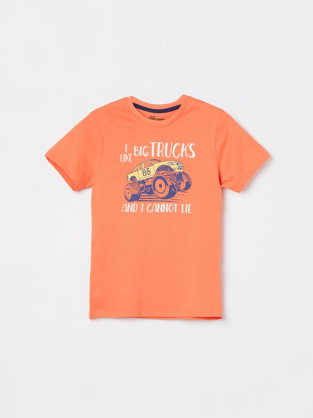 

Fame Forever by Lifestyle Boys Graphic Printed Round Neck Cotton T-shirt, Coral