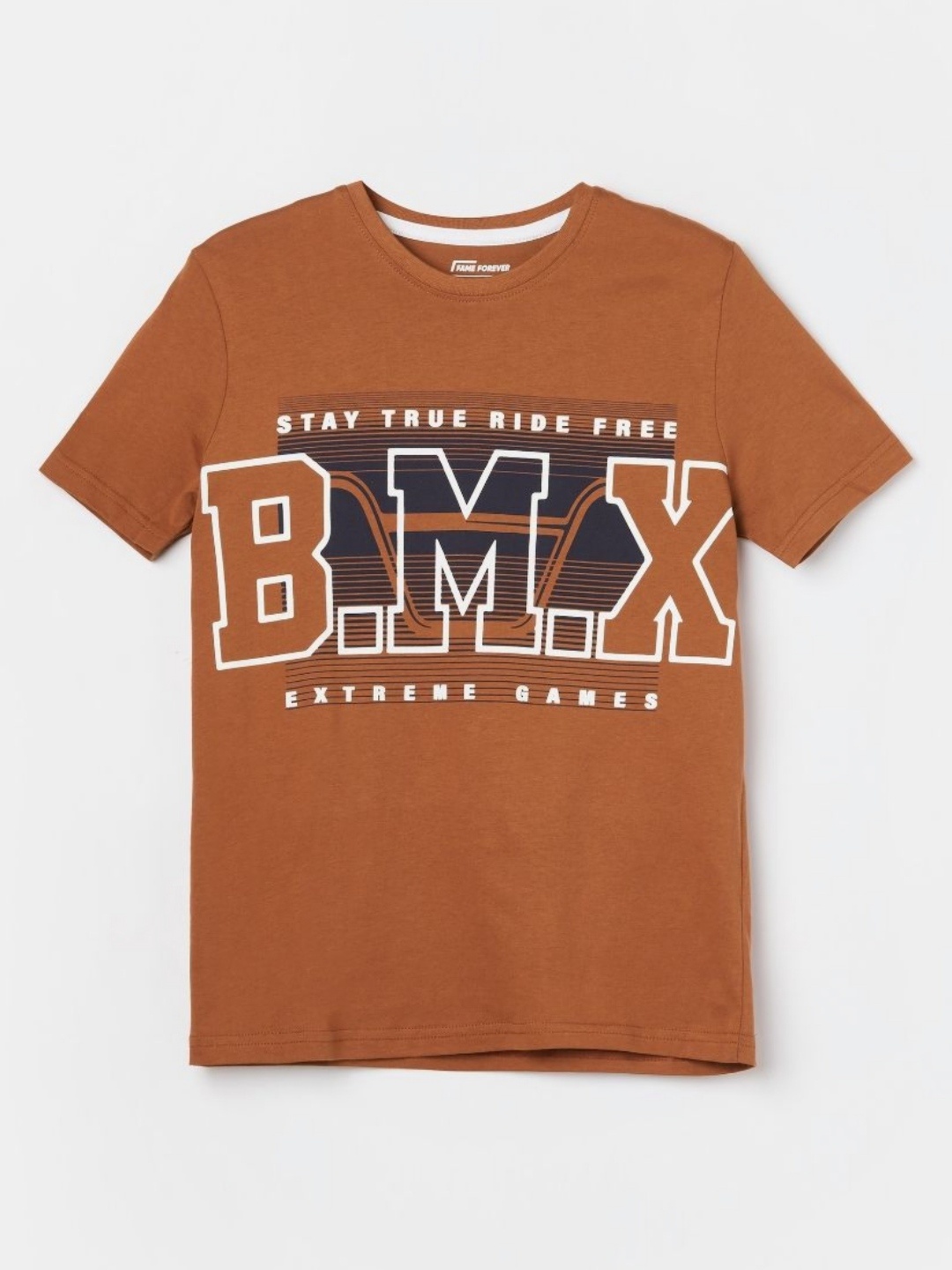 

Fame Forever by Lifestyle Boys Typography Printed Round Neck Cotton T-shirt, Rust