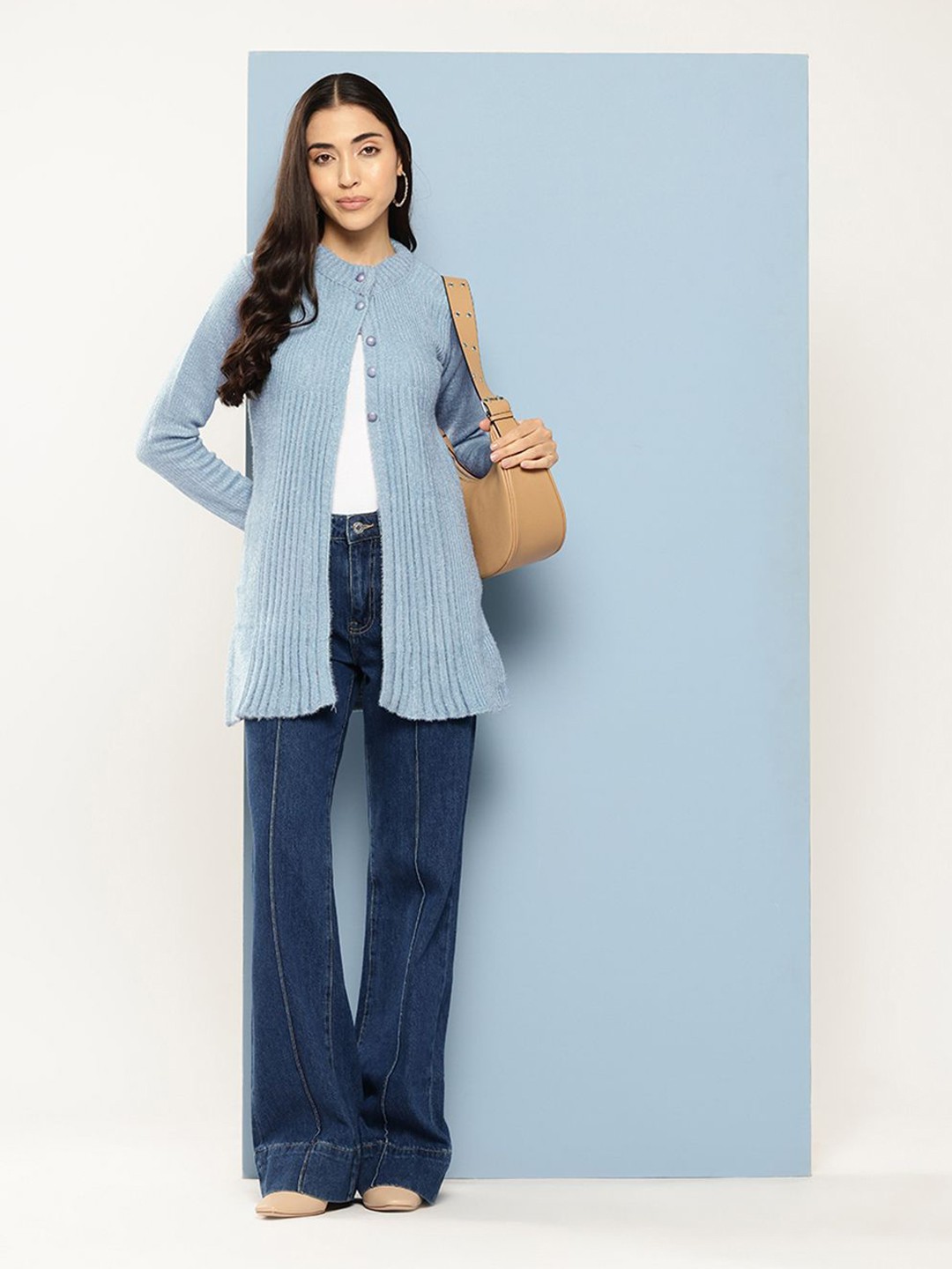 

The Roadster Lifestyle Women Woolen Long Sleeve Cardigan Sweater, Grey