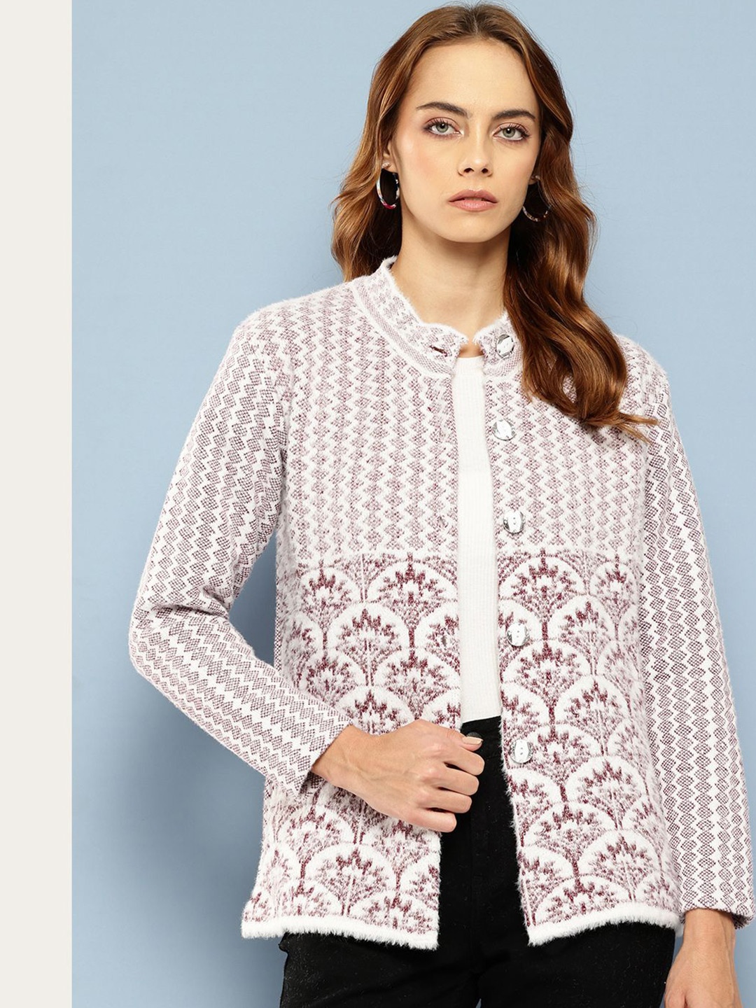 

The Roadster Lifestyle Co Women Long Sleeves Woolen Cardigan, White