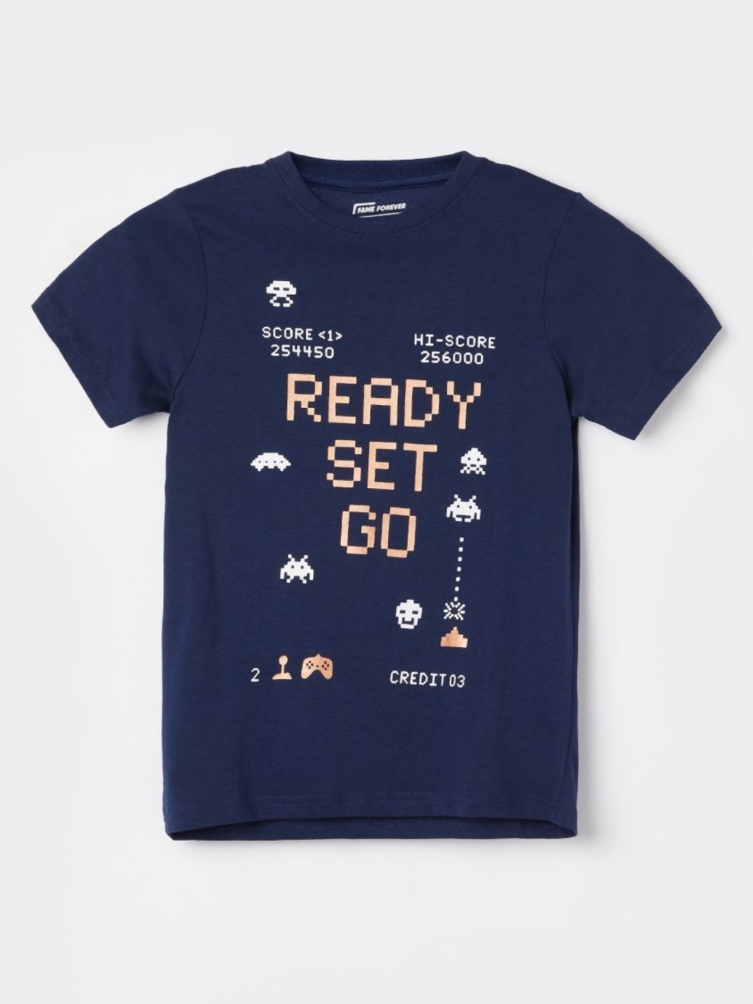 

Fame Forever by Lifestyle Boys Typography Printed Round Neck Cotton T-shirt, Navy blue