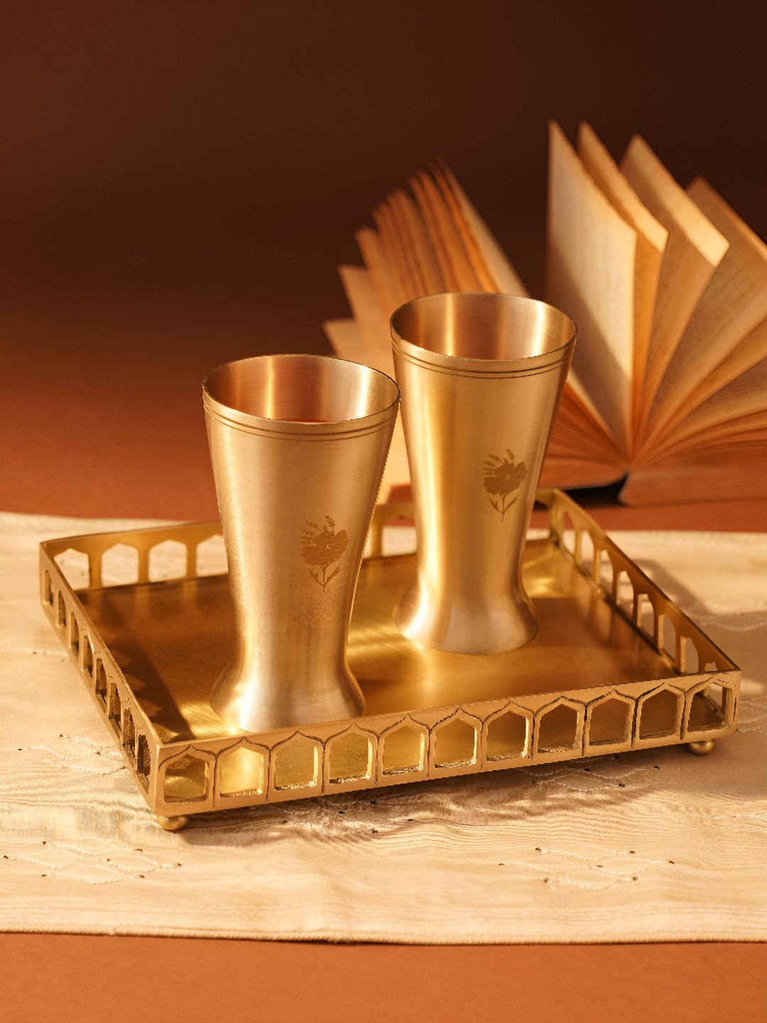 

JAYPORE Gold-Toned Brass Serving Tray