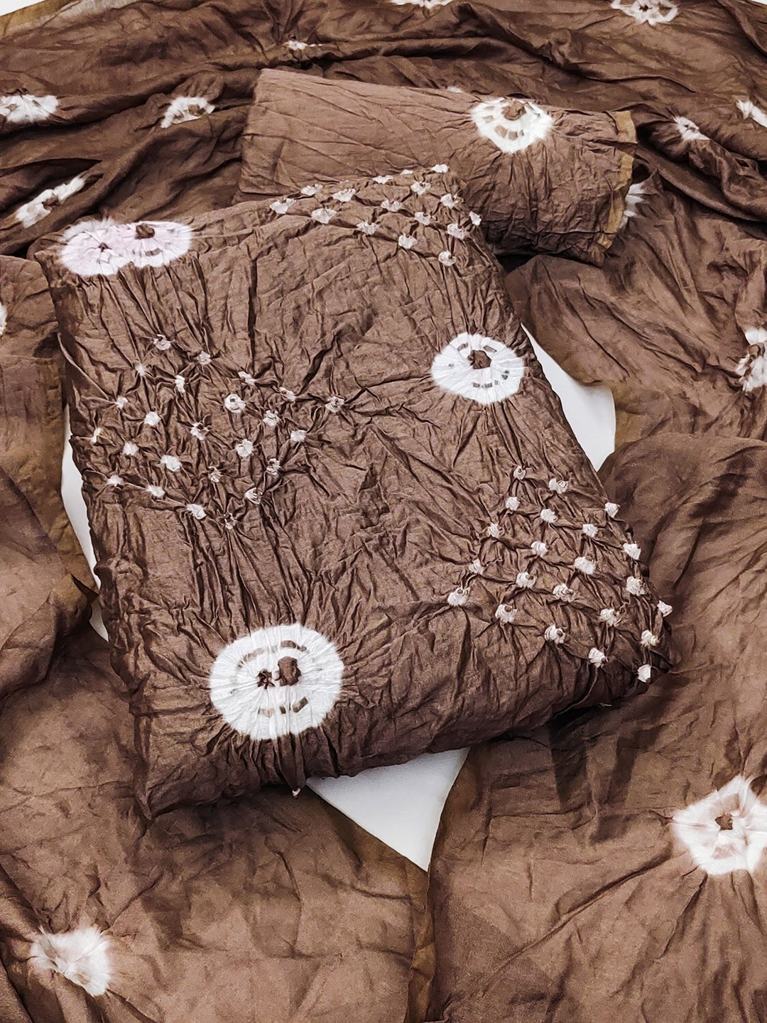 

Mitera Bandhani Dyed Pure Cotton Unstitched Dress Material, Brown