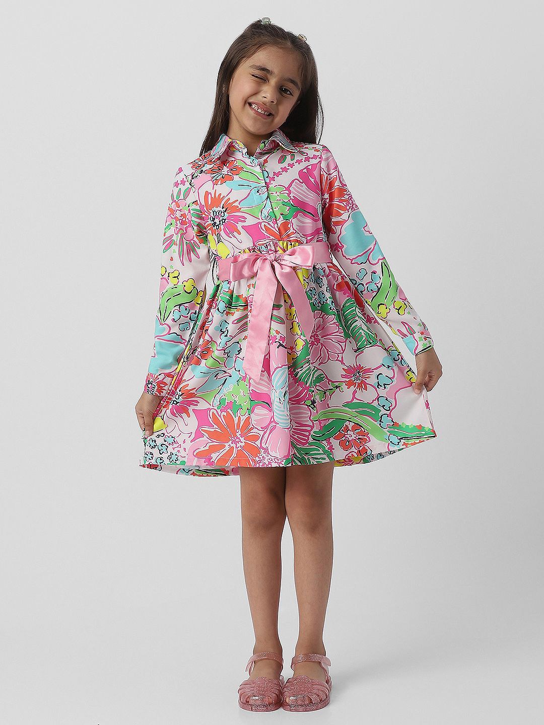 

Nauti Nati Girls Floral Print Shirt Dress, Pink