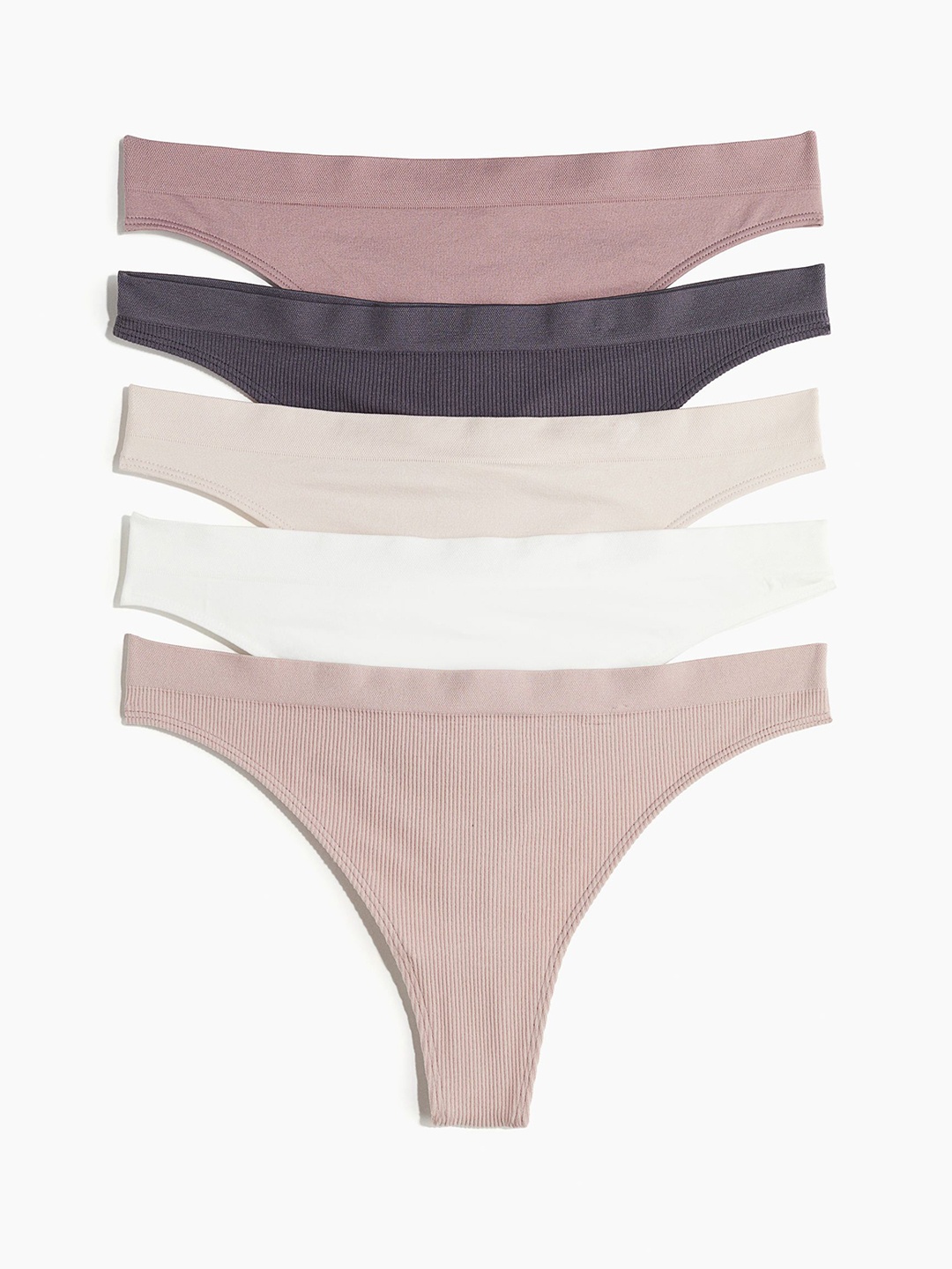 

H&M 5-Pack Seamless Thong Briefs, Pink