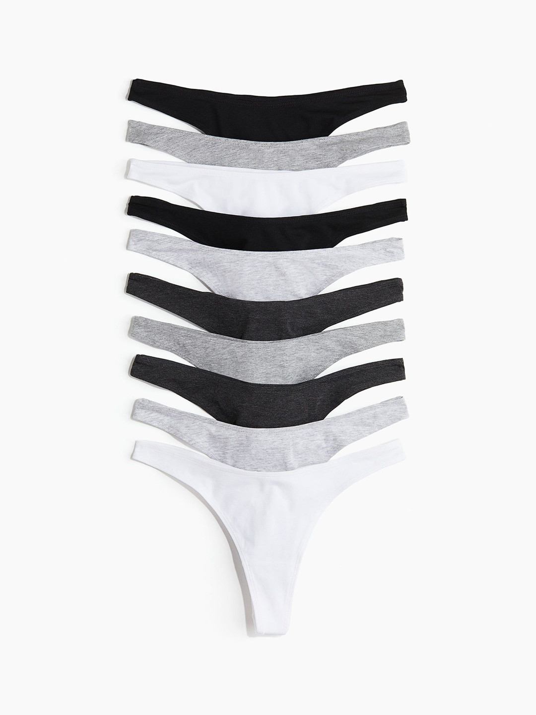 

H&M 10-Pack Cotton Thong Briefs, Grey