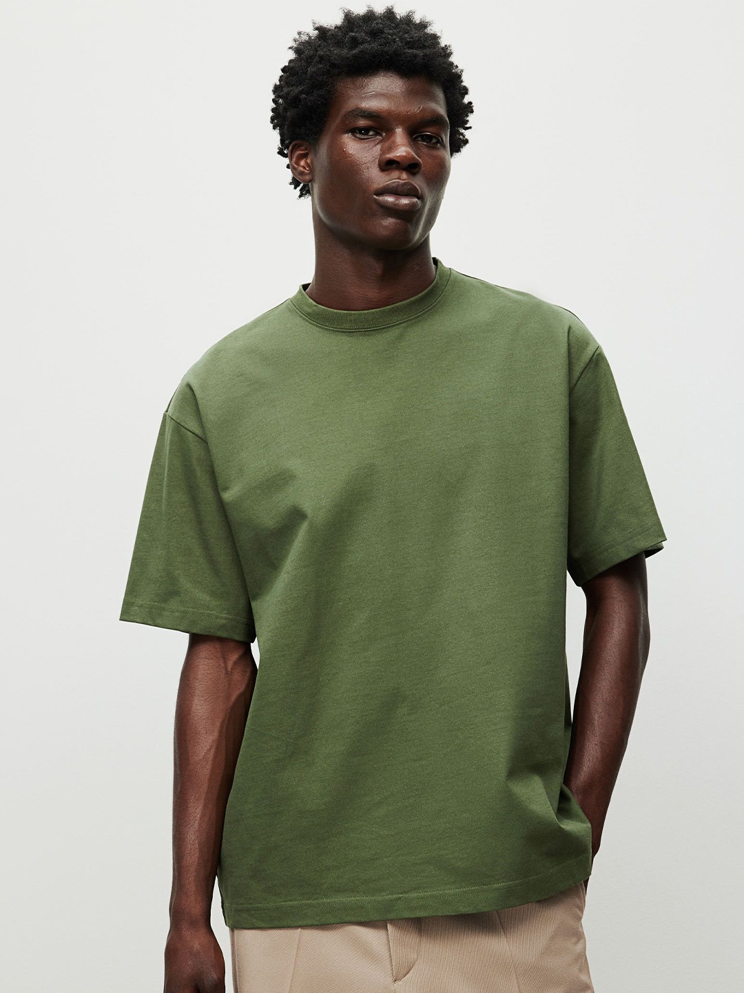 

H&M Loose Fit T-Shirt, Olive