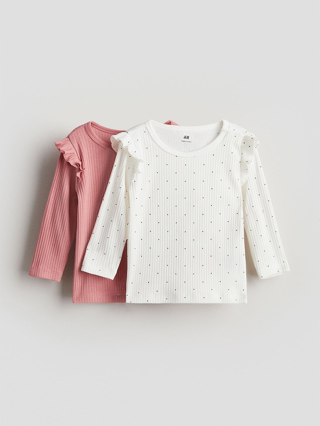

H&M 2-Pack Ribbed Jersey Tops, Peach
