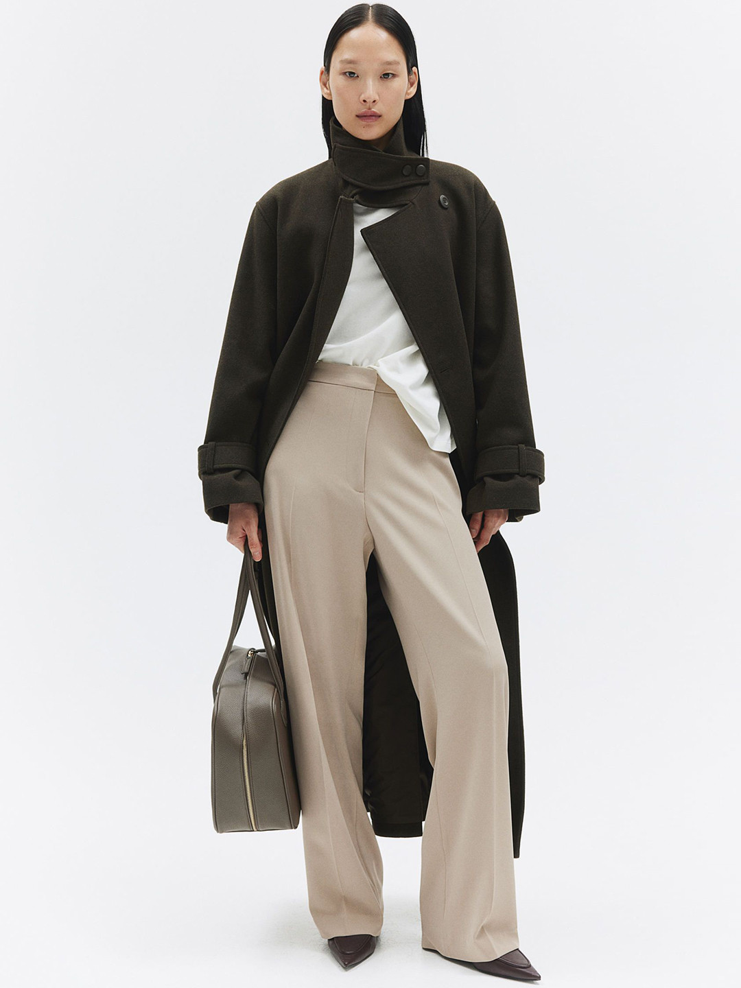 

H&M Women Wide Trousers, Beige