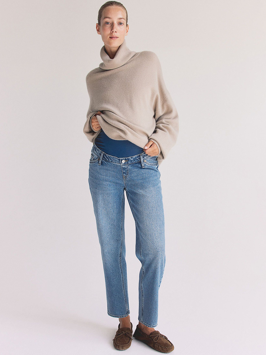 

H&M MAMA Straight Ankle Jeans, Blue