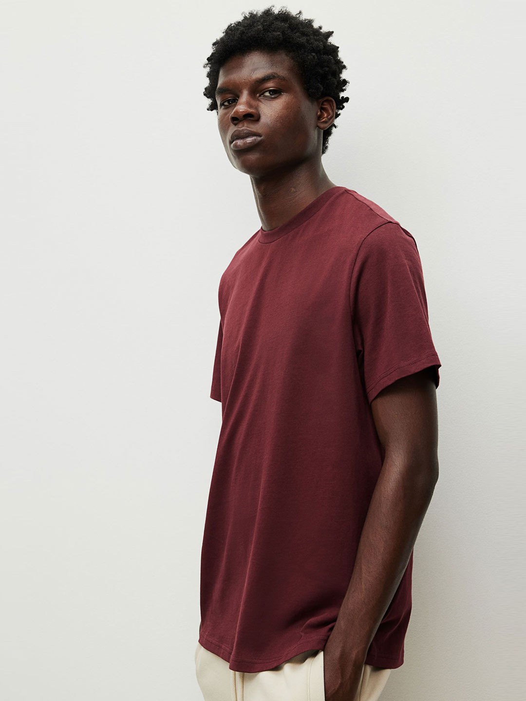 

H&M Regular Fit Round-neck T-shirt, Maroon