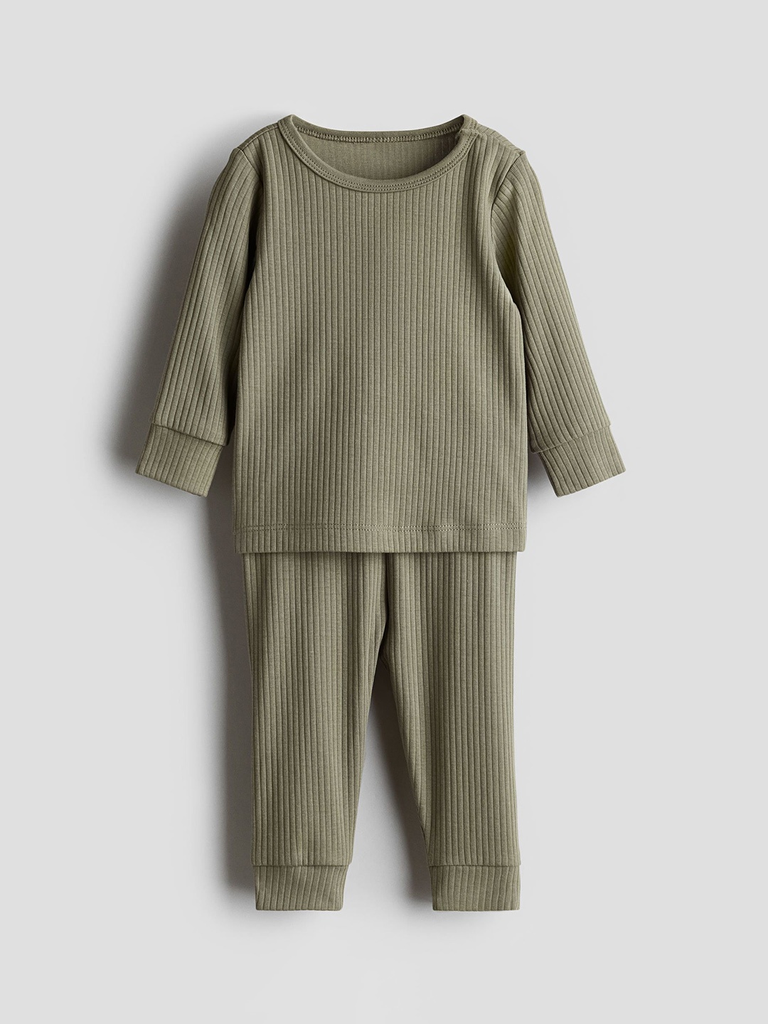 

H&M Boys Ribbed Cotton Set, Green