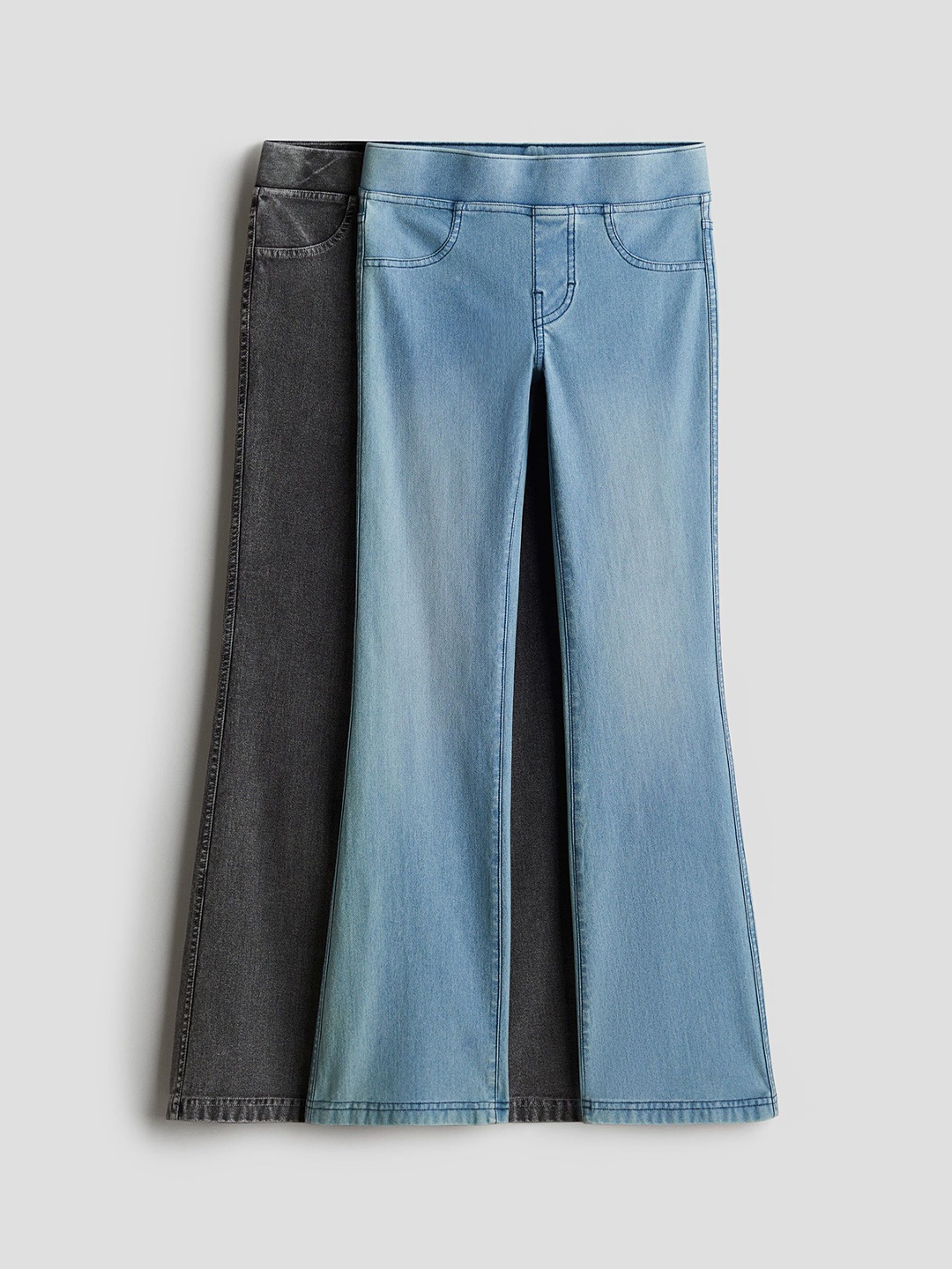 

H&M Girls 2-Pack Flared Jersey Trousers, Grey