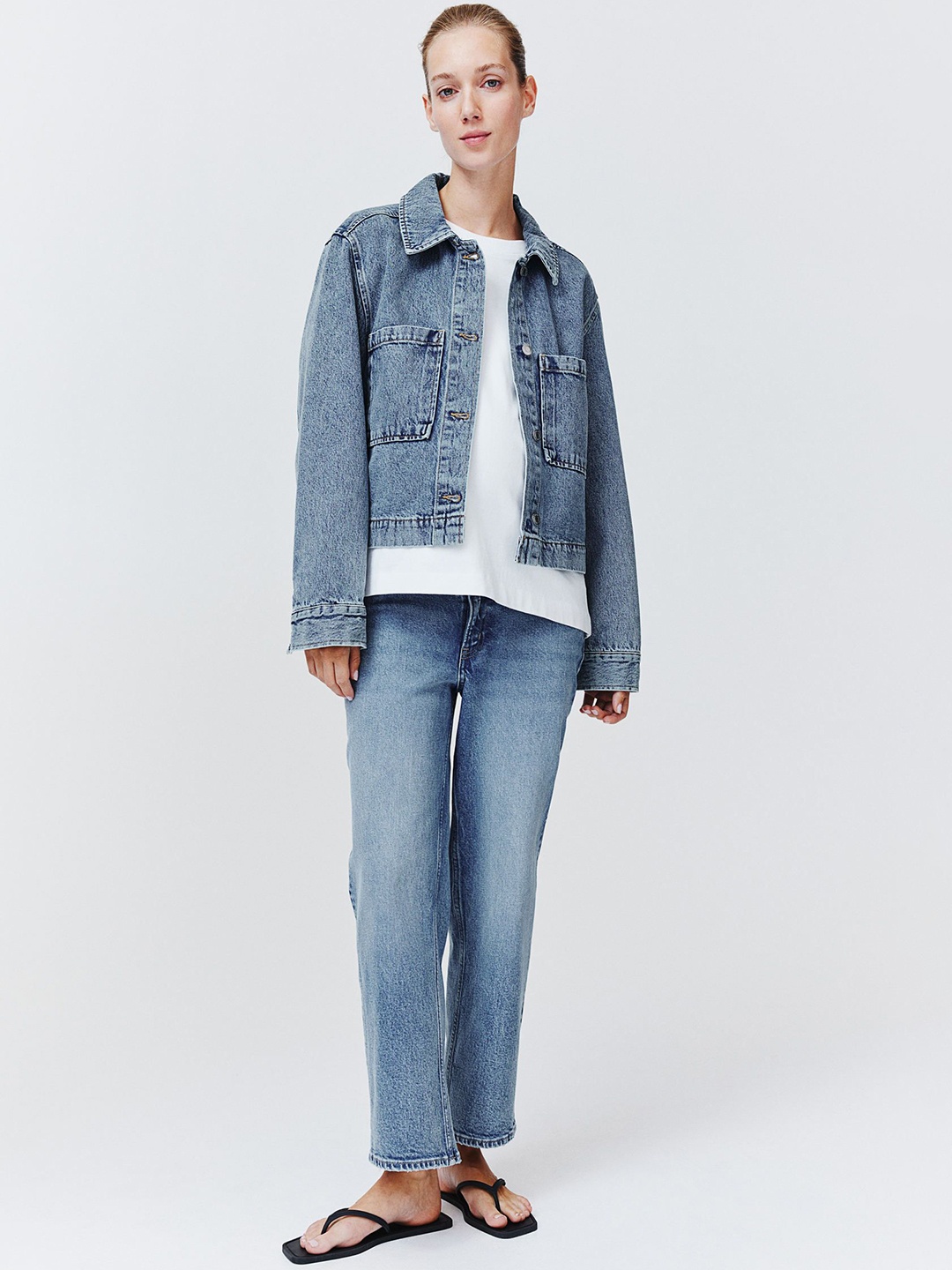 

H&M MAMA Before & After Straight Low Ankle Jeans, Blue