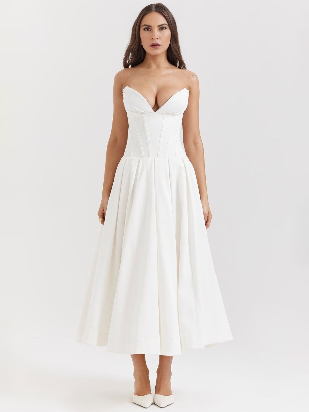 

Bee Boe Women Fit & Flare Dress, White