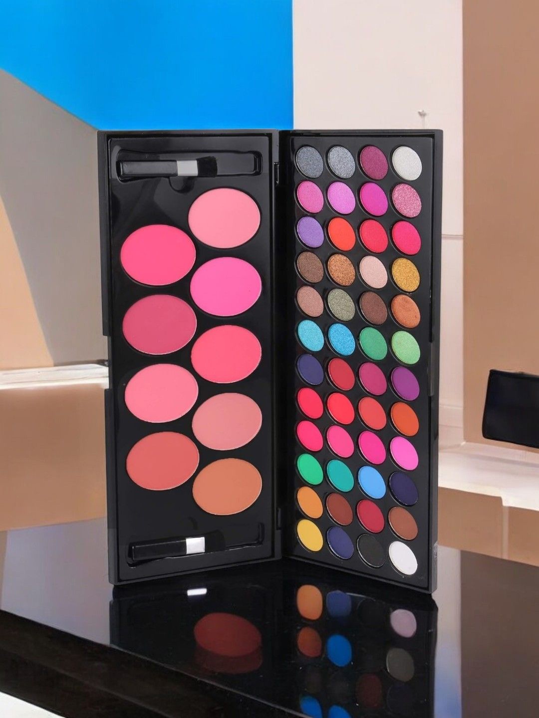 Huda Girl Beauty Ensemble 48 Color Eyeshadow & 9 Blush Makeup Kit - ES01, Black
