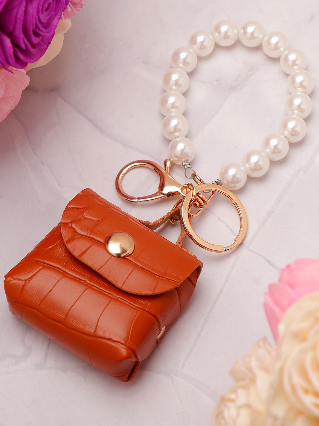 

Archies Pearl Loop Mini Bag Key chain, Brown