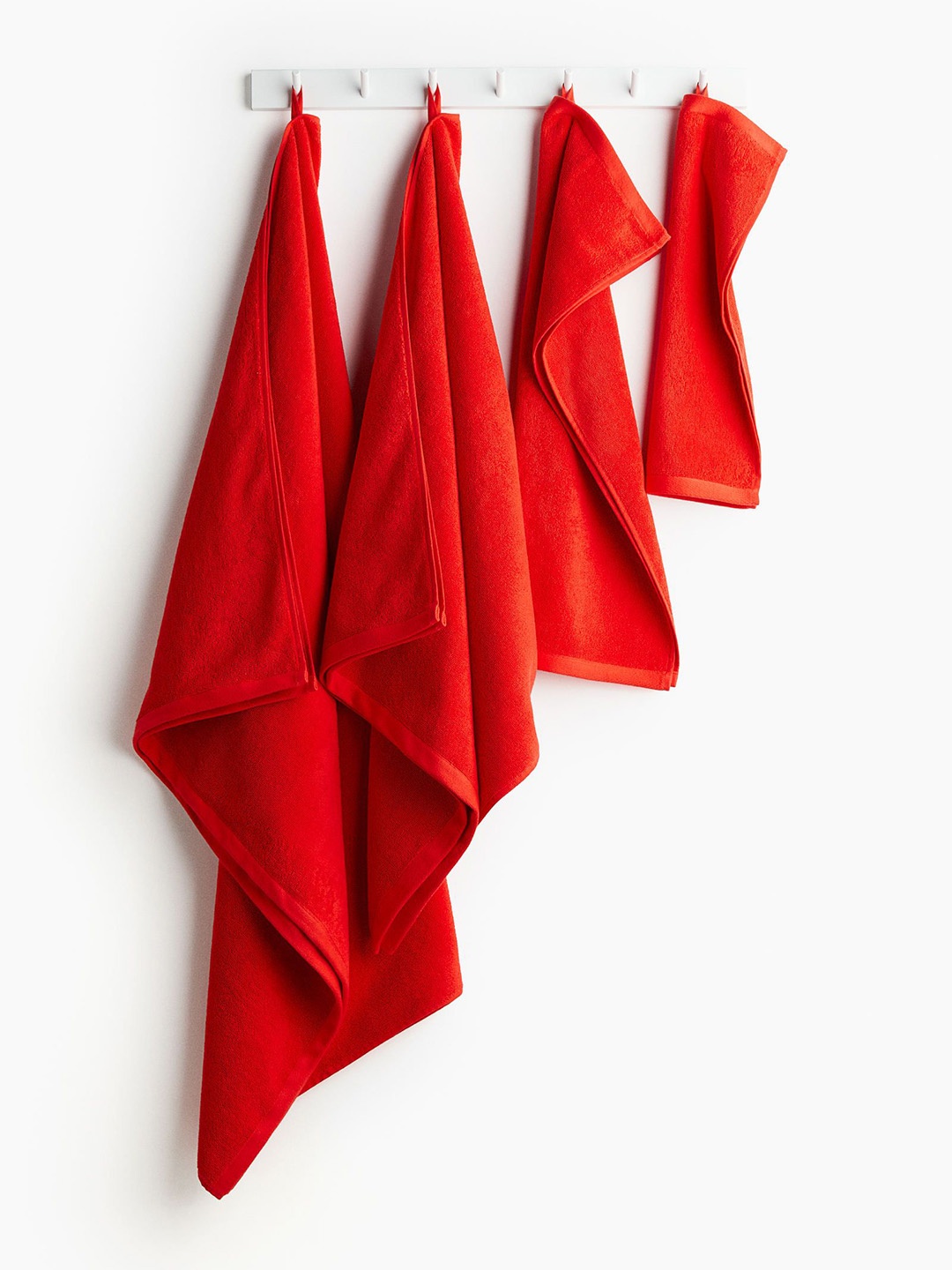 H&M Red Terry Guest Pure Cotton Towel