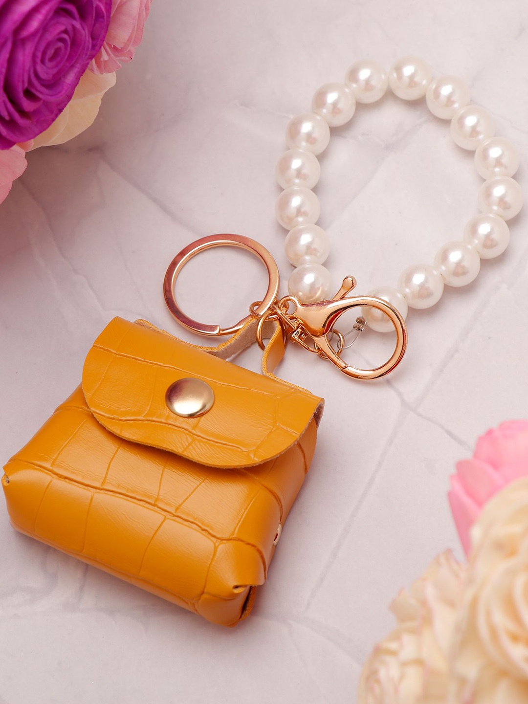 

Archies Pearl Loop Mini Bag Keychain, Yellow