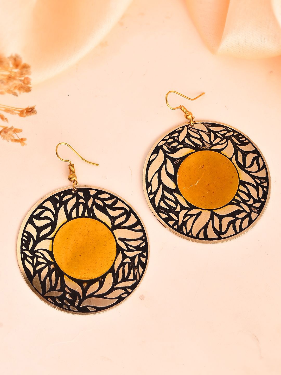 

Silvermerc Designs Leaf Shaped Drop Earrings, Yellow