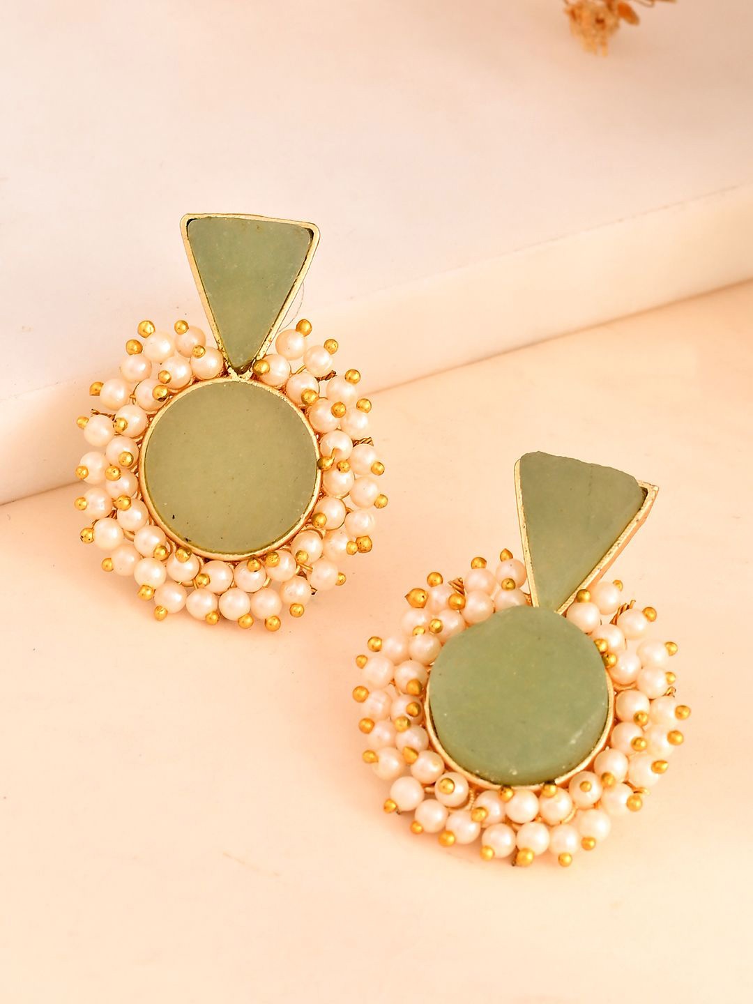 Silvermerc Designs Gold Plated Beaded Circular Drop Earrings