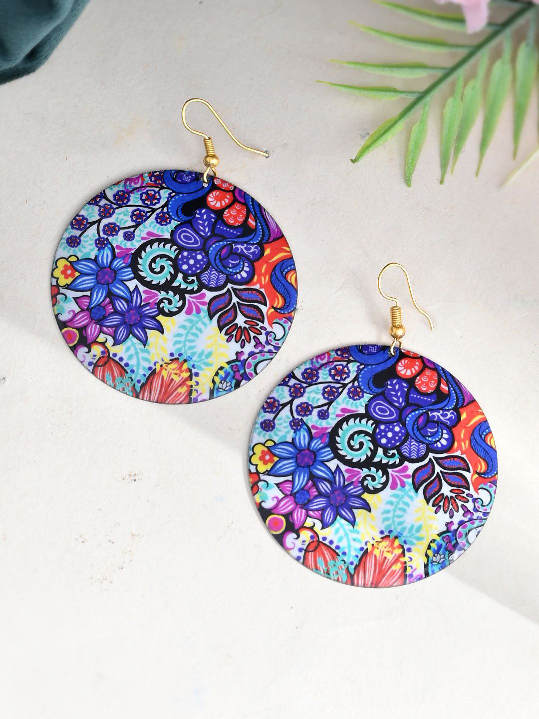 

Silvermerc Designs Floral Patterned Circular Drop Earrings, Purple