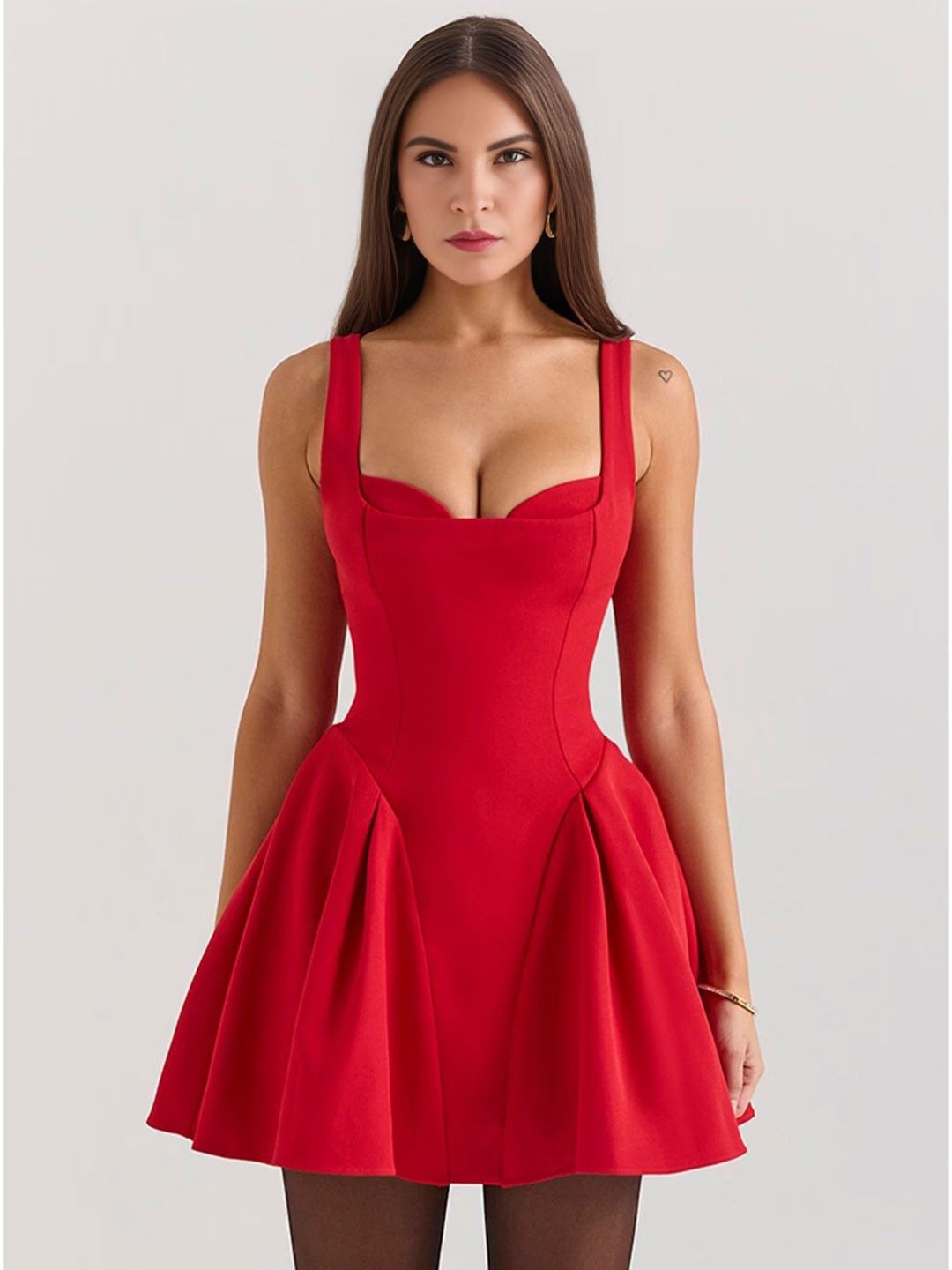 

Bee Boe Women Twirl Charm Corset Mini Dress, Red