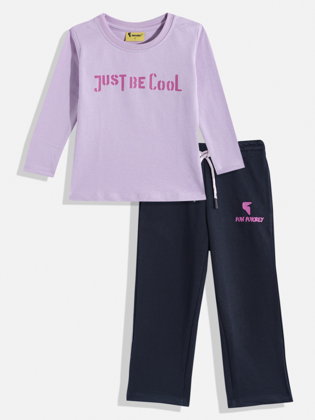 

KOKOMO Girls Printed Pure Cotton T-shirt with Pyjamas, Lavender