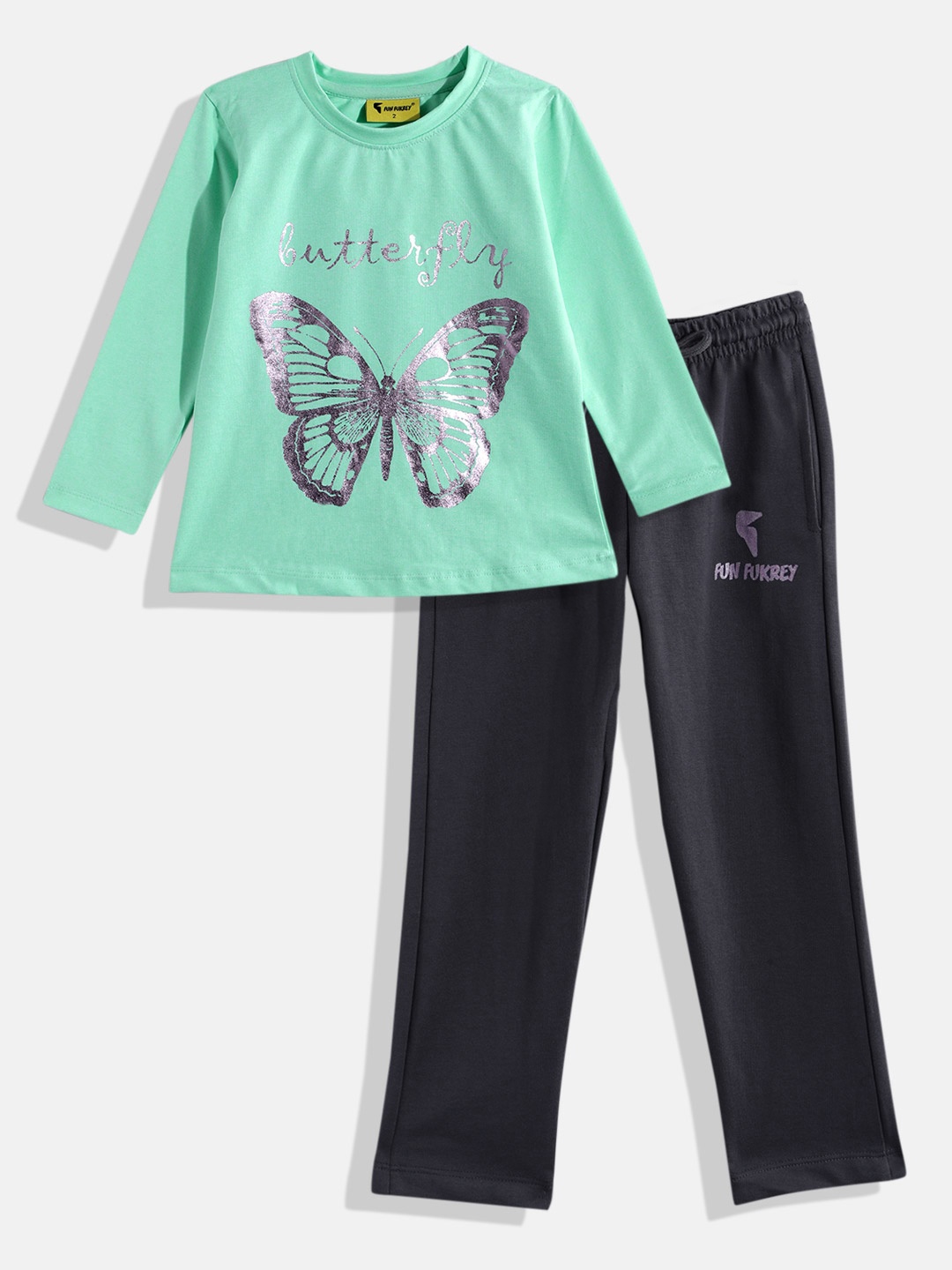 

KOKOMO Girls Graphic Printed T-Shirt With Trousers, Green