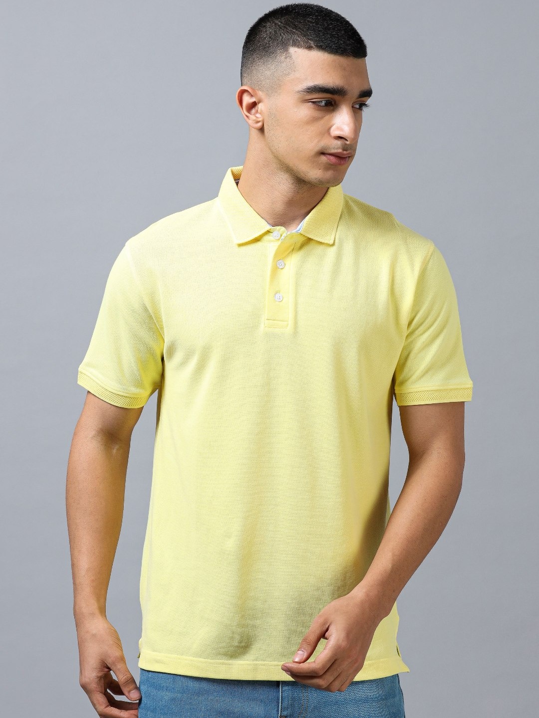 

THINC Men Solid Polo Collar Cotton T-shirt, Yellow