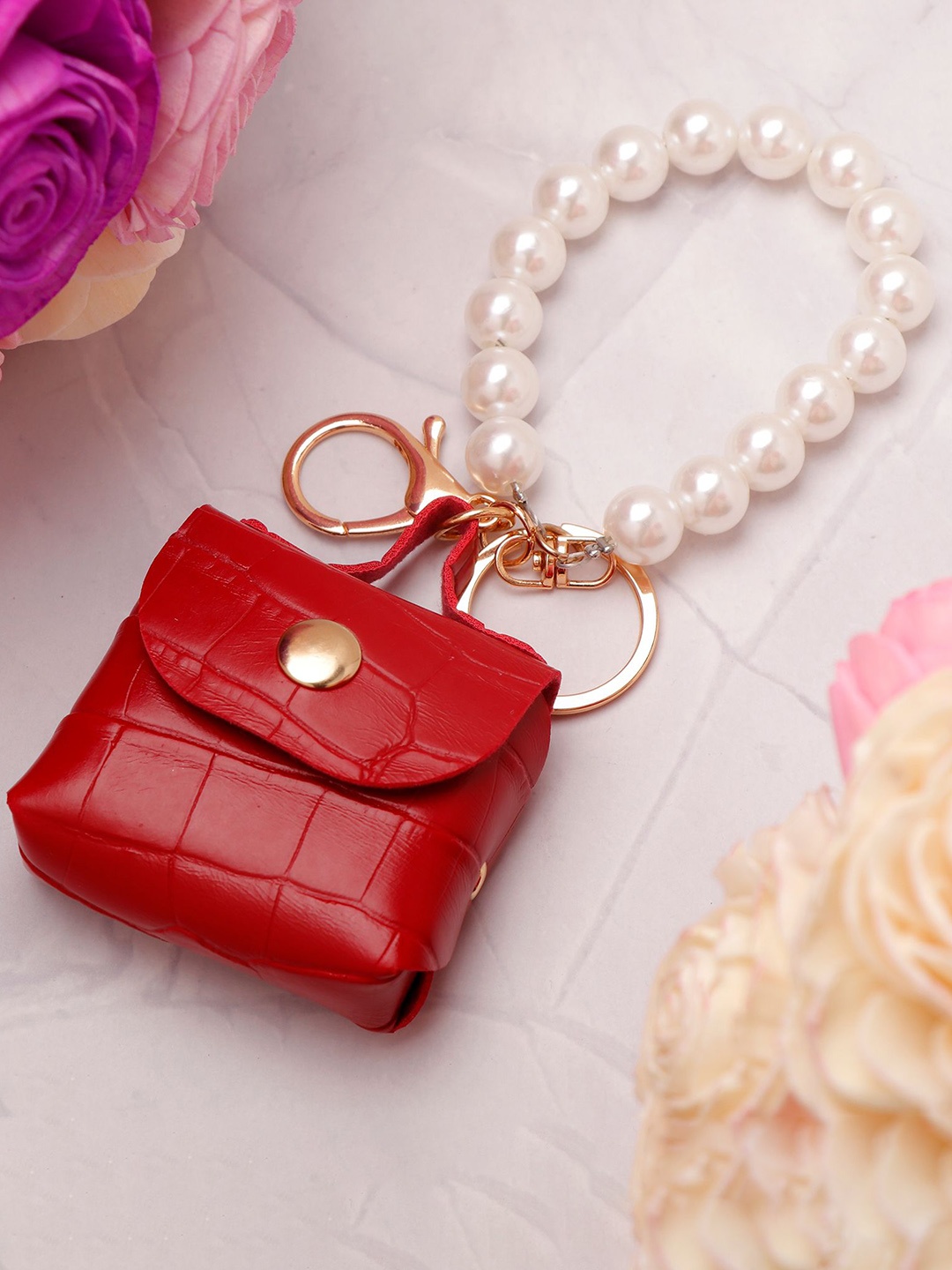 

Archies Pearl Loop Mini Bag Key Chain, Red