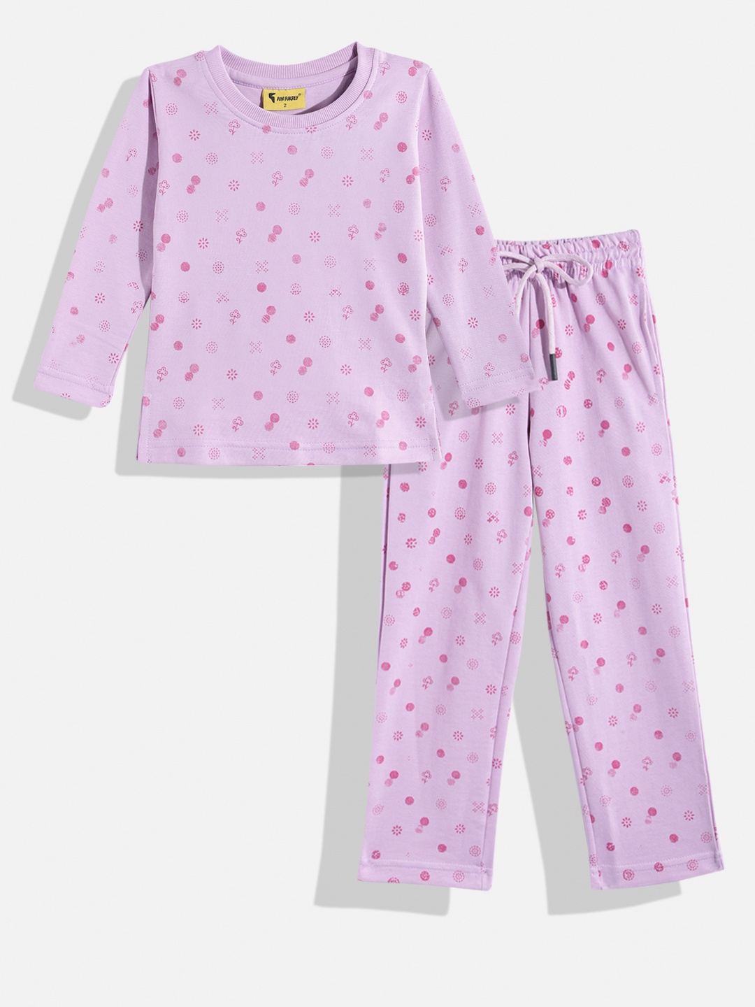 

KOKOMO Girls Printed Pure Cotton T-shirt with Pyjamas, Lavender