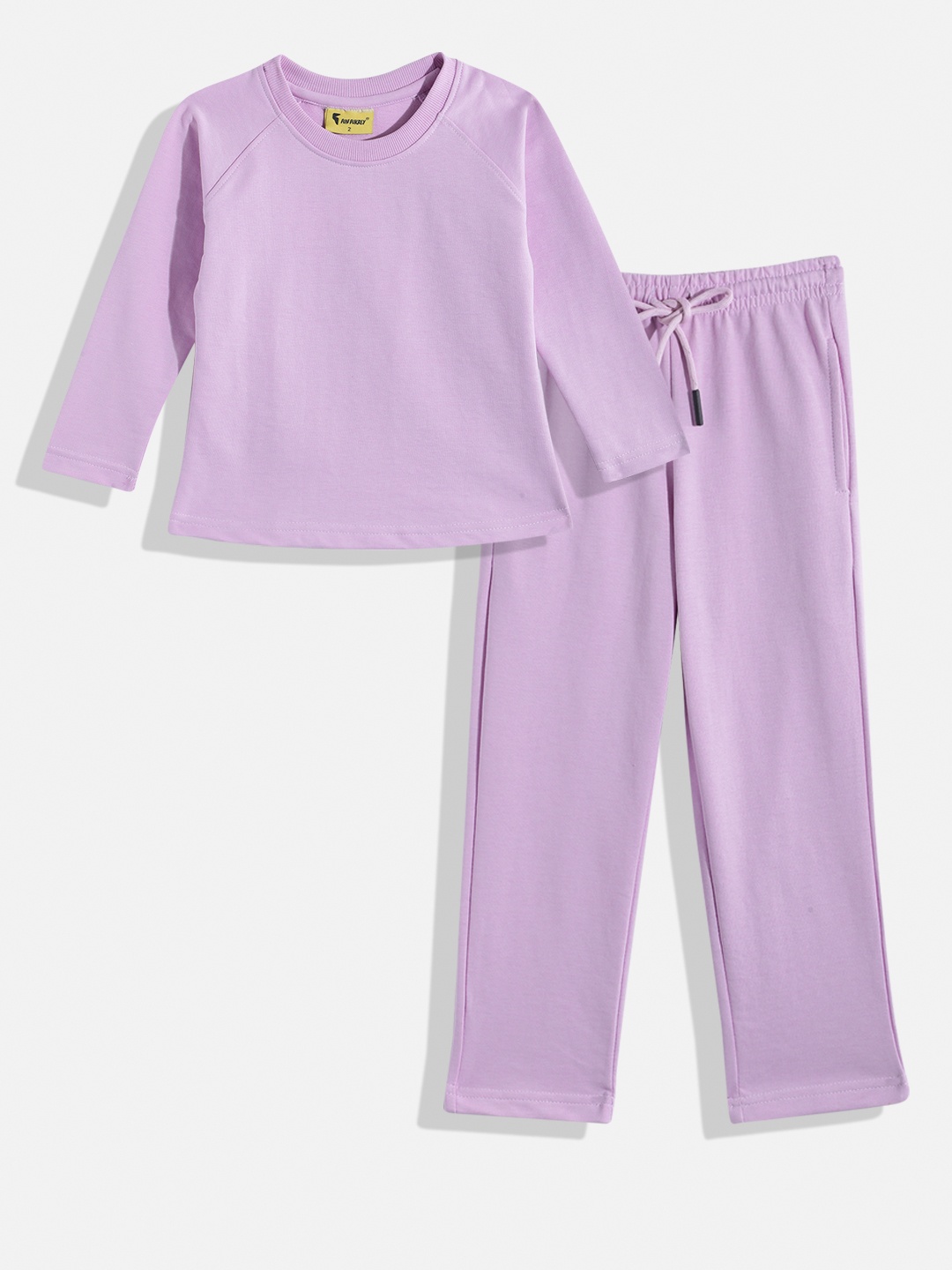 

KOKOMO Girls Solid Pure Cotton T-shirt with Pyjamas, Lavender