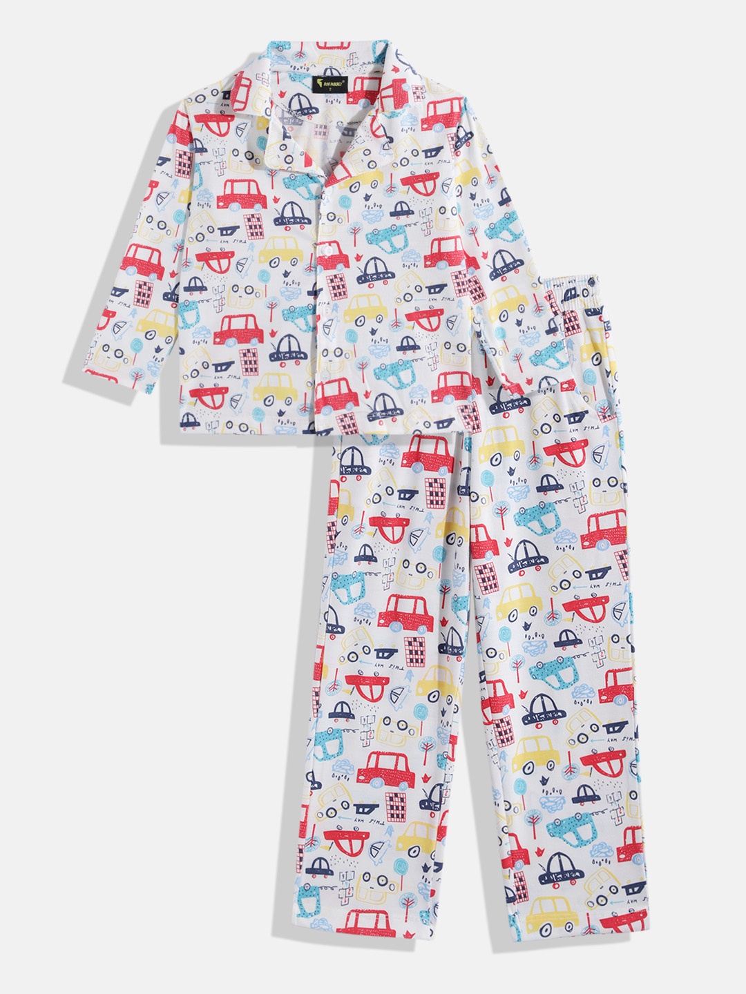 

KOKOMO Boys Printed Pure Cotton Shirt with Pyjamas, White